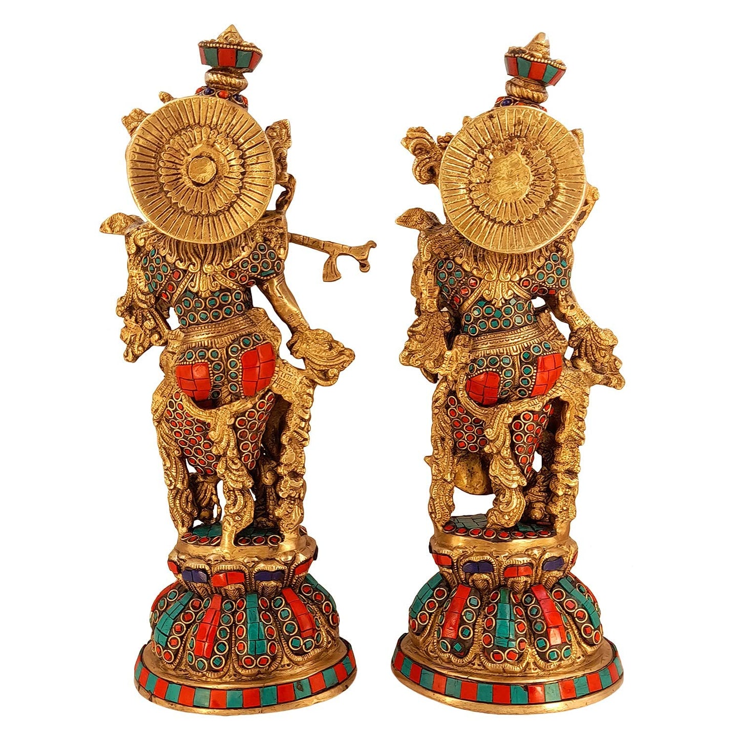 Brass Radha Krishna Murti Big Size Idol for Gift Height 15 Inch Weight 9 Kg Multicolor - SvarupArt
