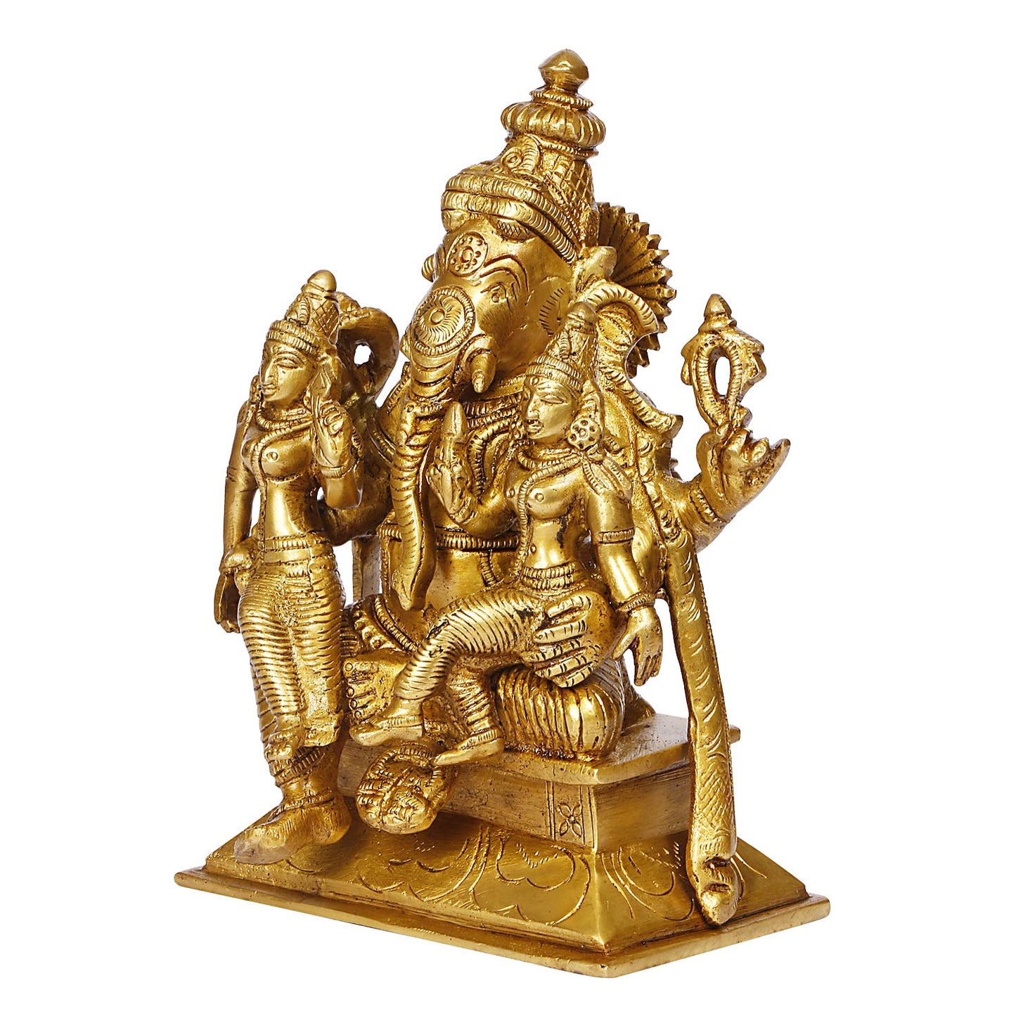 Brass Ganesha Idol for Home Decoration Ganpati Statue Murti for Gift Height 7 Inch Weight 2.7 Kg Color Gold - SvarupArt