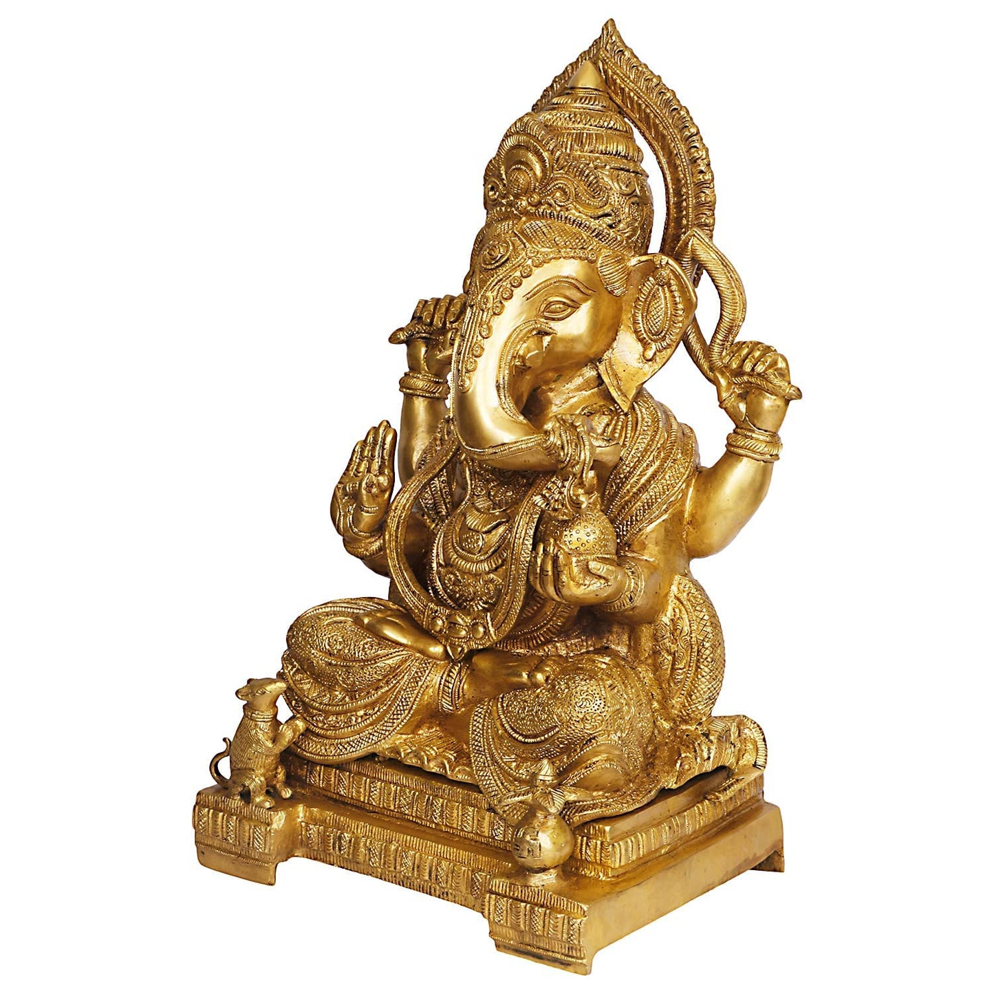 Brass Ganesha Idol for Home Decoration Ganpati Statue Murti for Gift Height 18 Inch Weight 17 Kg Color Gold - SvarupArt
