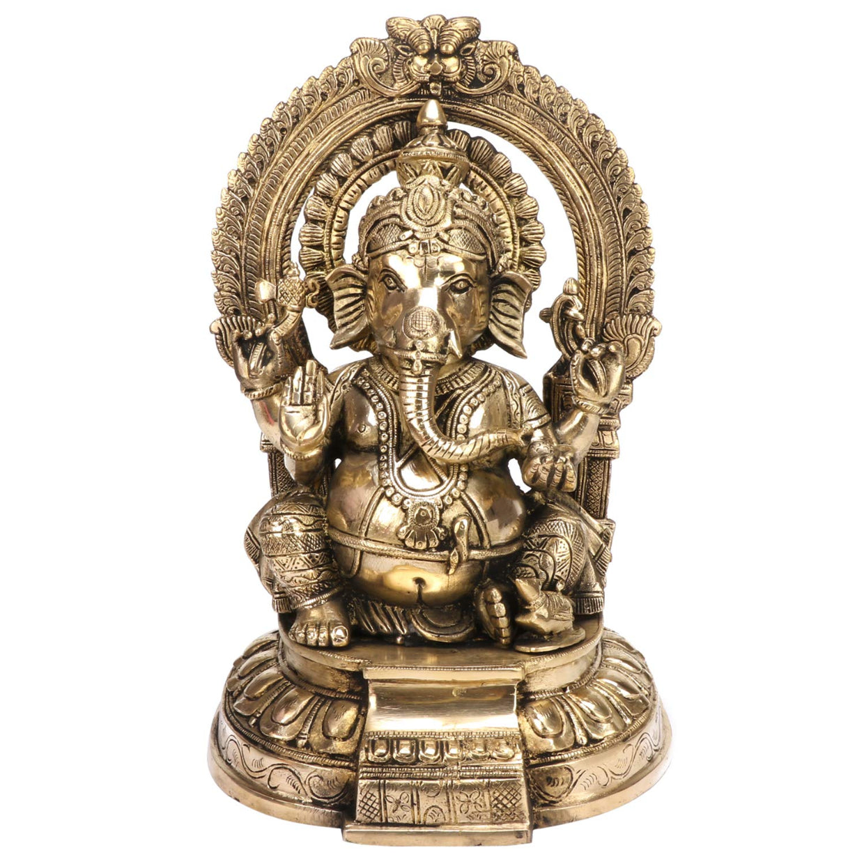 Big Brass Ganesha Elephant Murti God Ganesha Vinayak Ganpati Sitting Idol Bhagwan Entrance Home Décor 12 Inch - SvarupArt