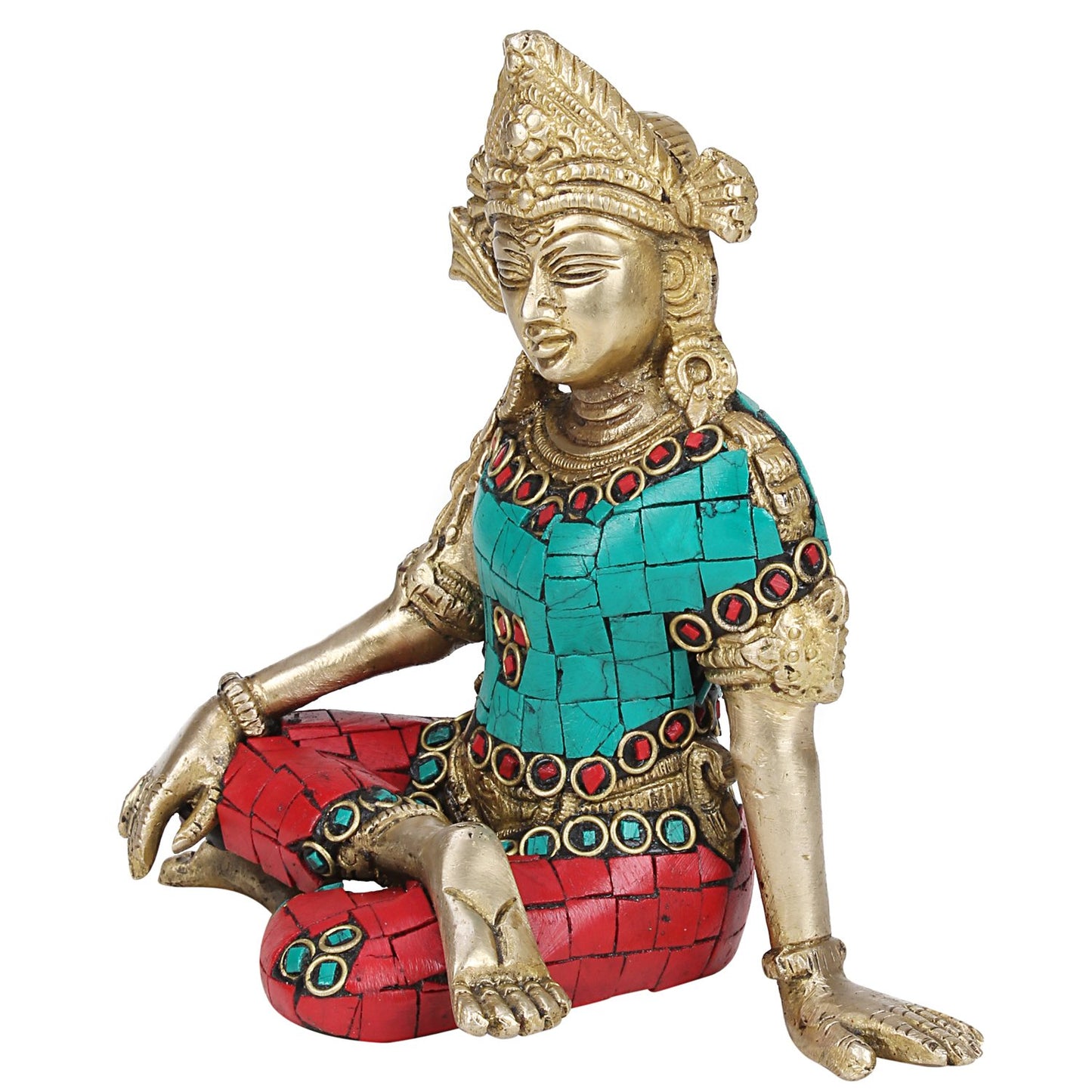 Brass Lord Indra Dev Statue Inder Dev Vastu Idol Figurine Handicraft Religious Showpiece 6 Inch Multicolor - SvarupArt
