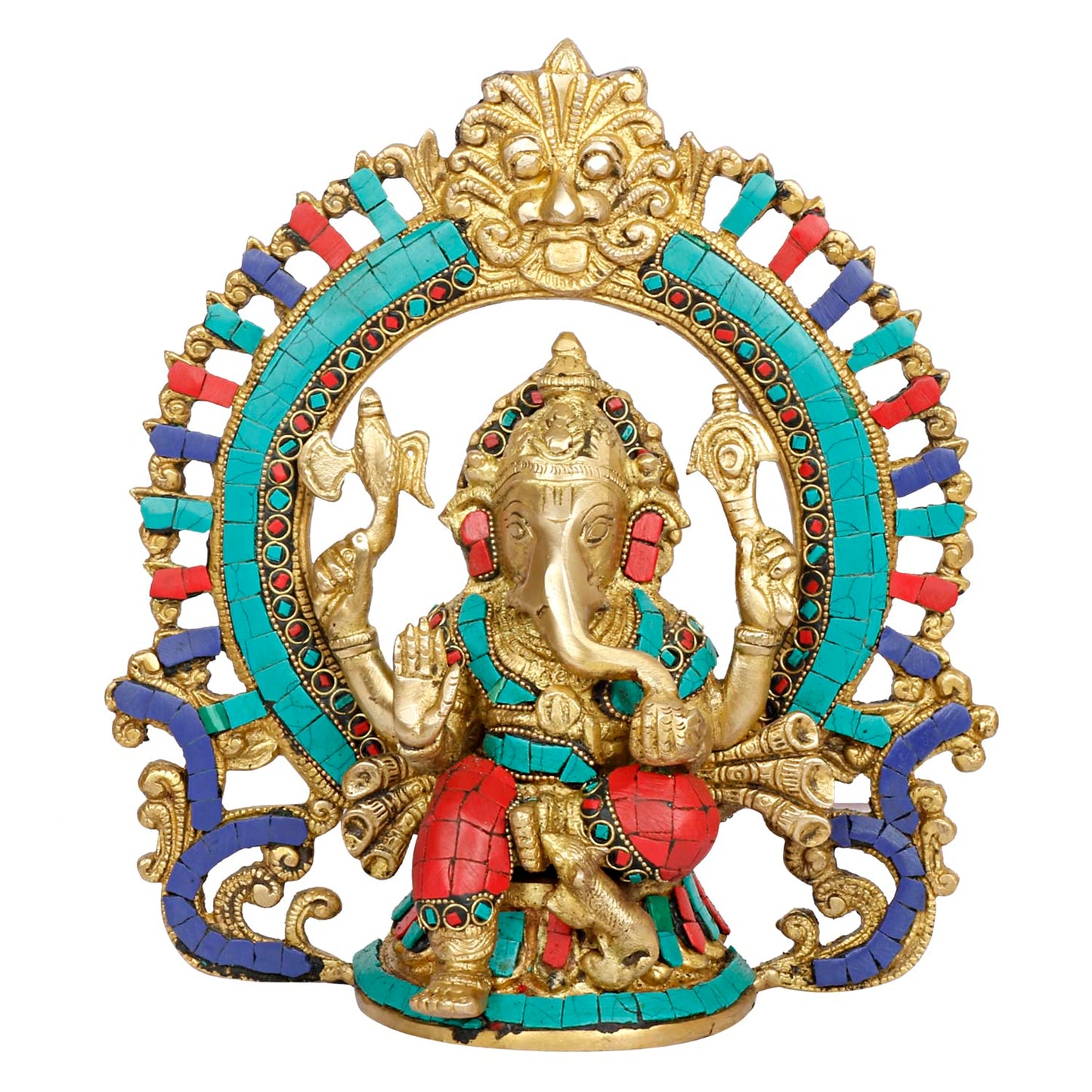 Brass Ganesh Bhagwan Idol Ganesha Statue Ganpati Murti for Home Entrance Decor Diwali Gift 8.75 Inch Weight 2.5 Kg - SvarupArt