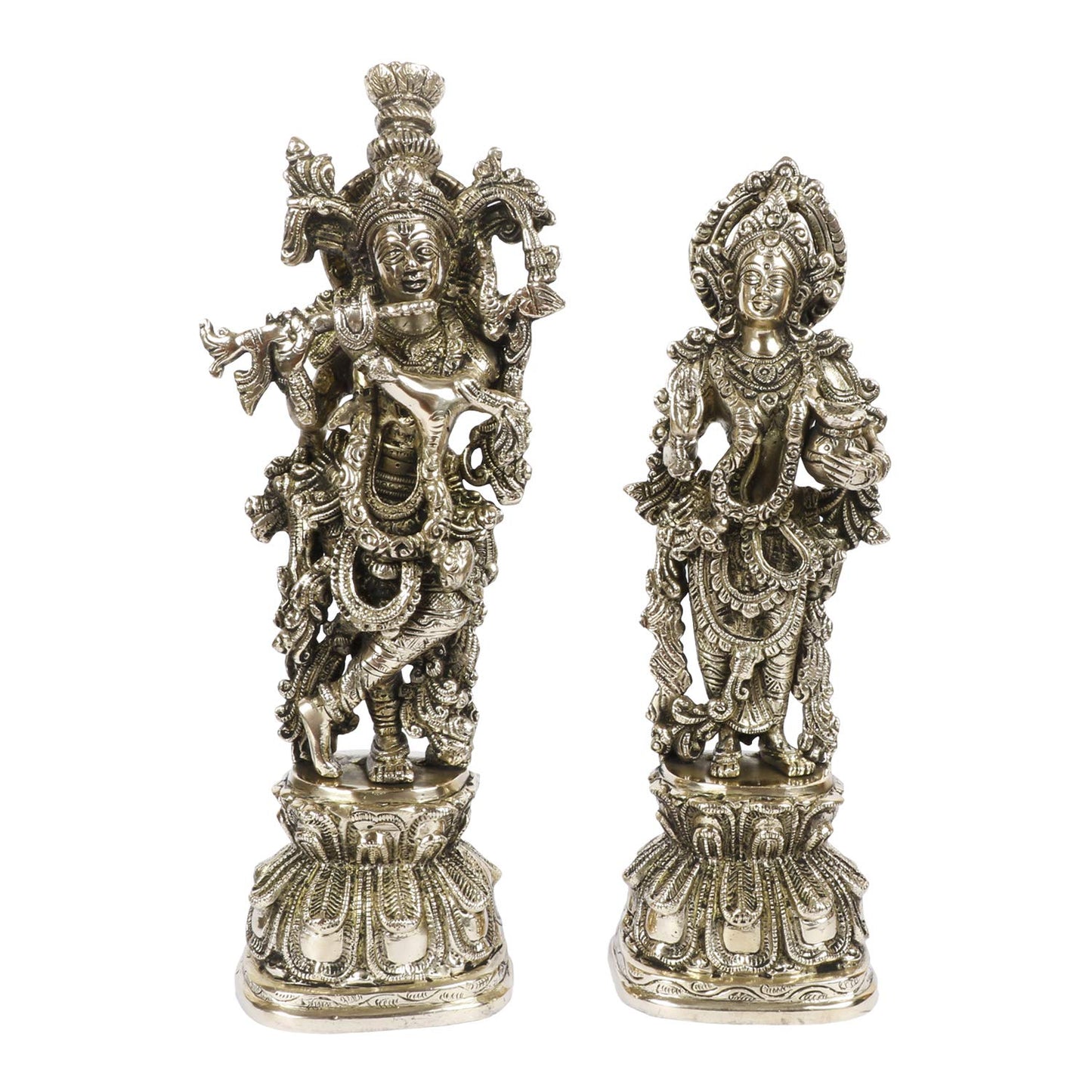 Brass Radha Krishna Murti Big Size Idol for Gift Height 13 Inch Weight 5 Kg Color Antique Gold - SvarupArt