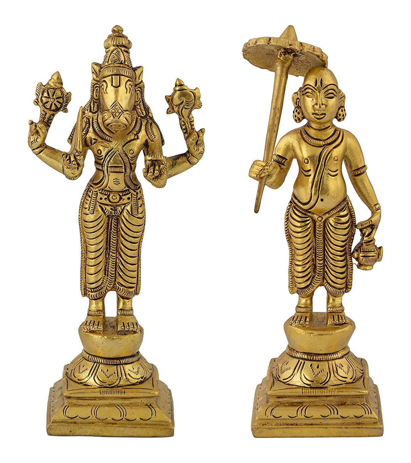 Brass Dashavatara Dasavatharam of Lord Vishnu Statues Ten Incarnations Avatars Idol Murti for Mandir Puja Temple - SvarupArt