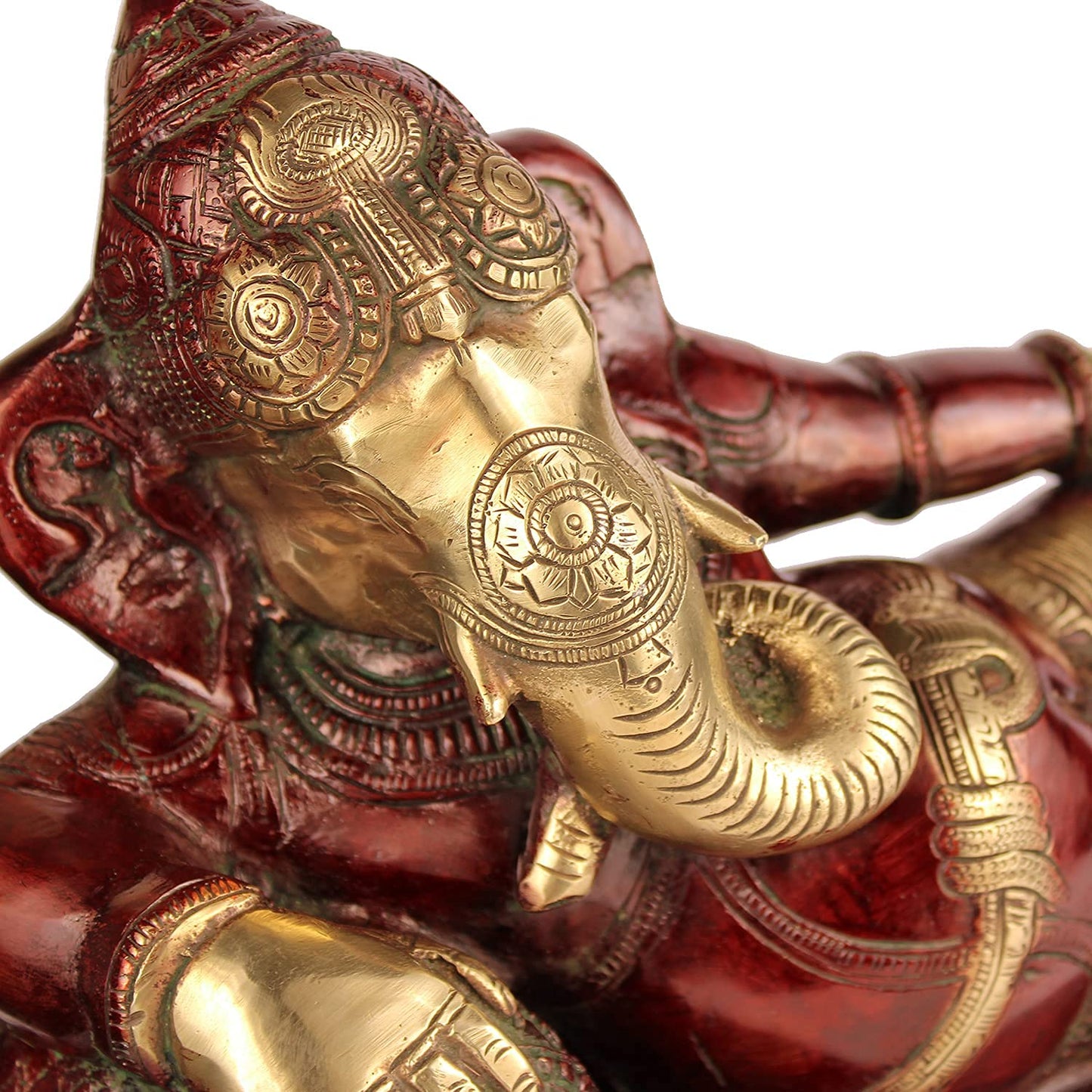 Brass Ganesha Idol for Home Decoration Ganpati Statue Murti for Gift Height 10 Inch Weight 7 Kg Color Brown - SvarupArt