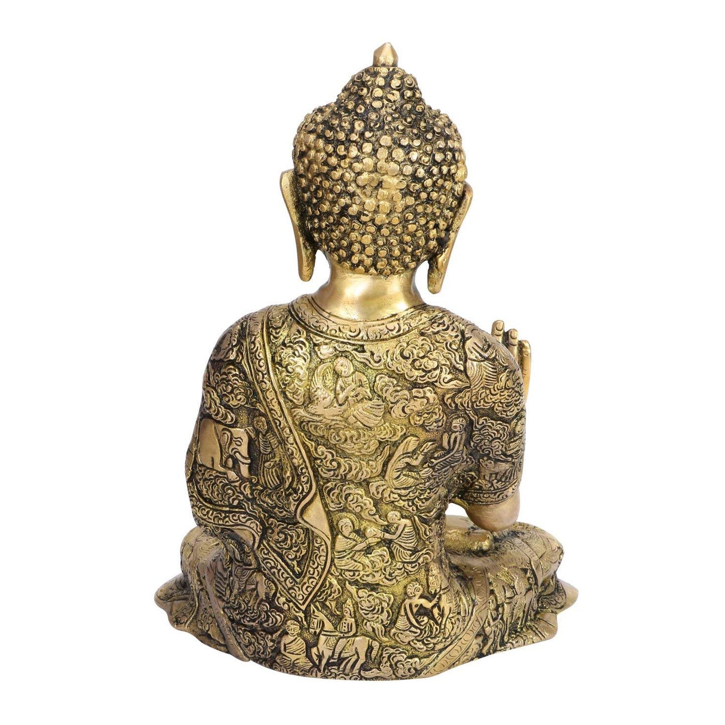 Brass Gautam Buddha Idol Statue Murti Draped in Stone Embellished Shawl for Home Decoration Blessing Buddha Height 10 Inch - SvarupArt