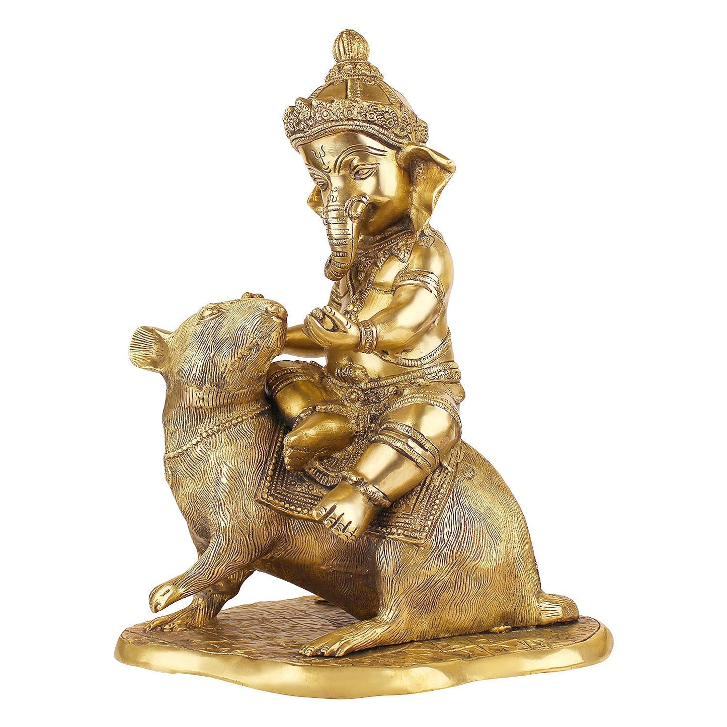 Brass Ganesha Idol for Home Decoration Ganpati Statue Murti for Gift Height 14 Inch Weight 9.2 Kg Color Gold - SvarupArt