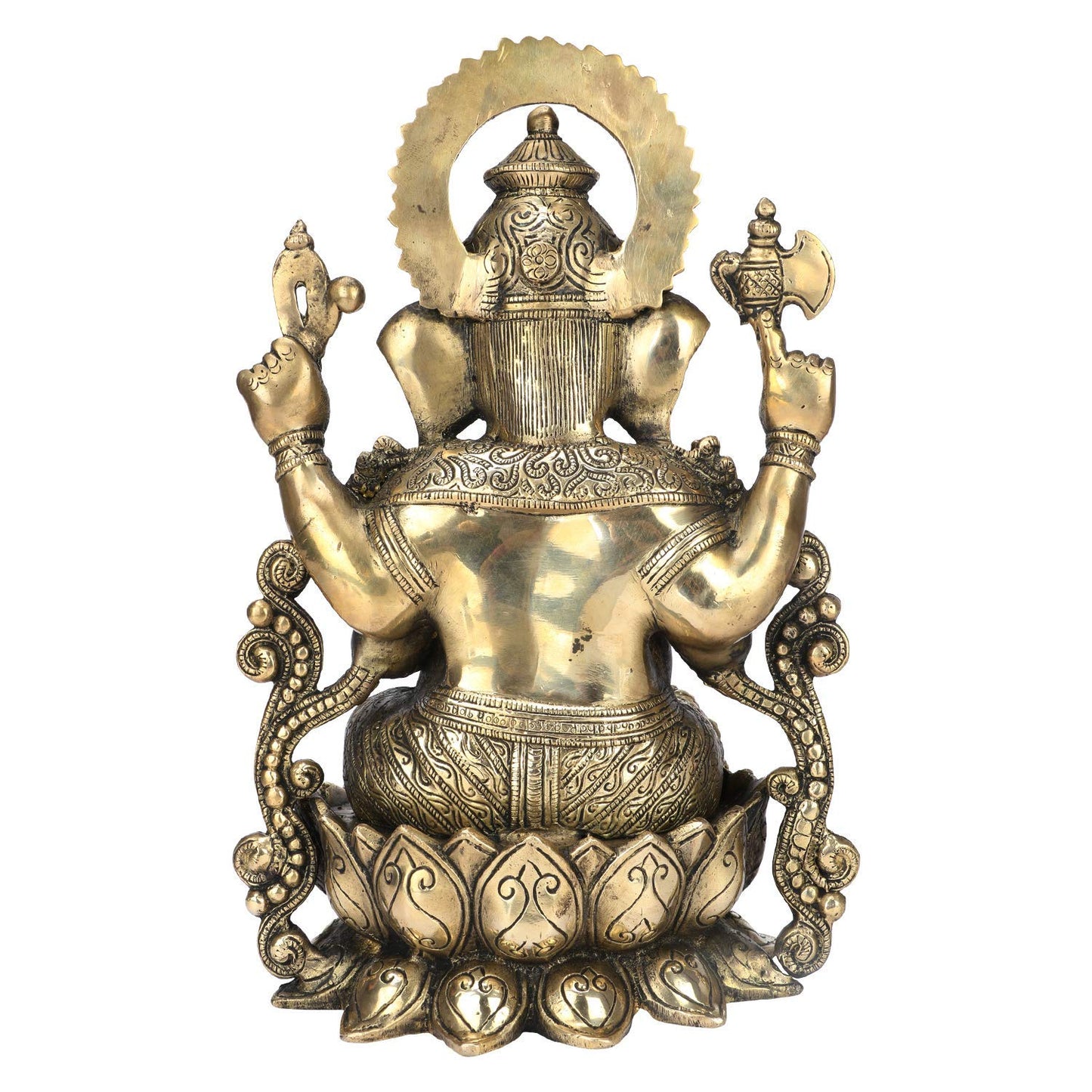 Brass Ganesha Idol for Home Decoration Ganpati Statue Murti for Gift Height 13 Inch Weight 7.5 Kg Color Gold - SvarupArt