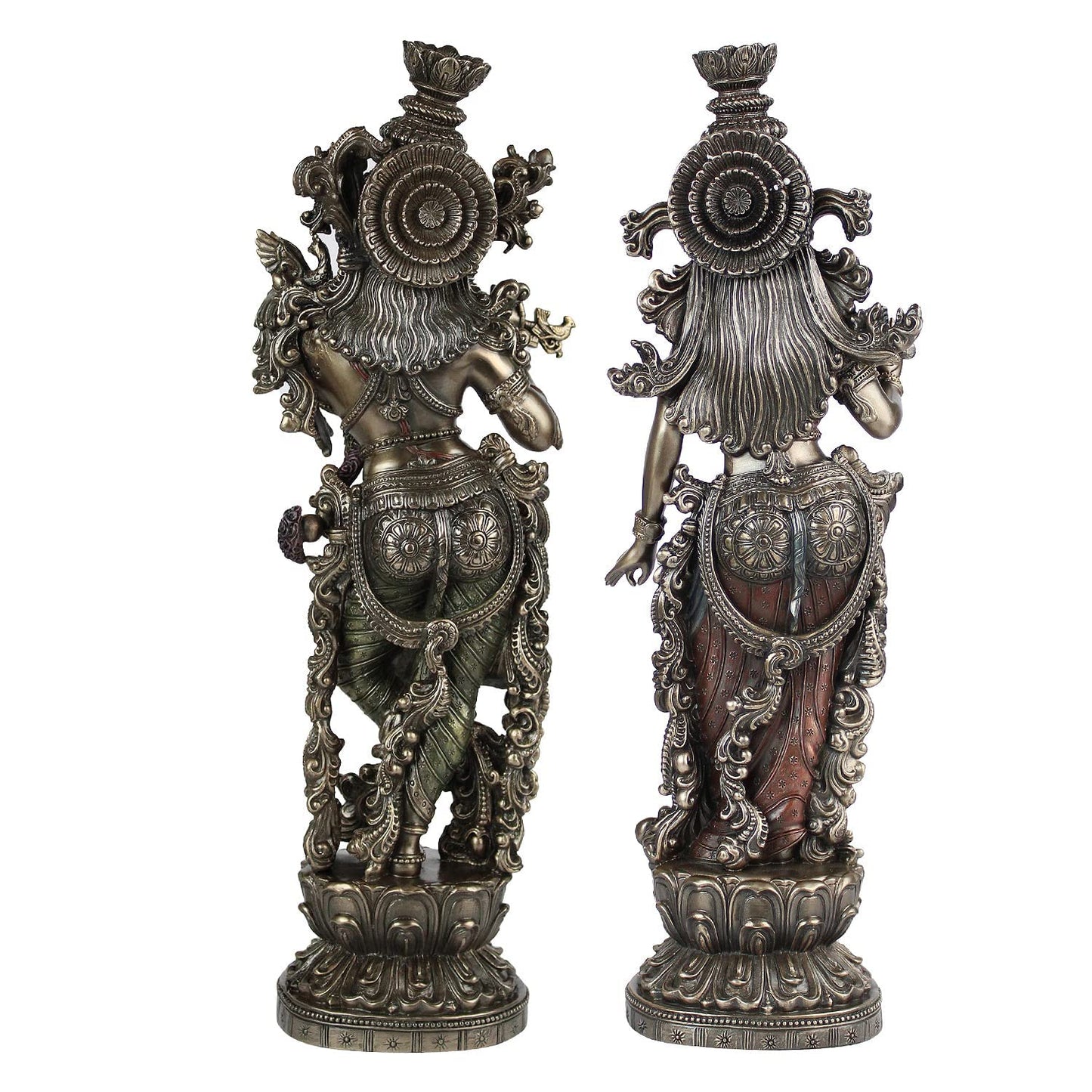 Resin Idol Radha Krishna Murti Big Size for Gift Height 15 Inch Weight 3 Kg Color Antique - SvarupArt