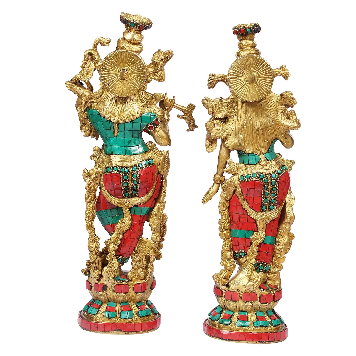 Brass Radha Krishna Murti Big Size Idol for Gift Height 14 Inch Weight 7.2 Kg Multicolor - SvarupArt