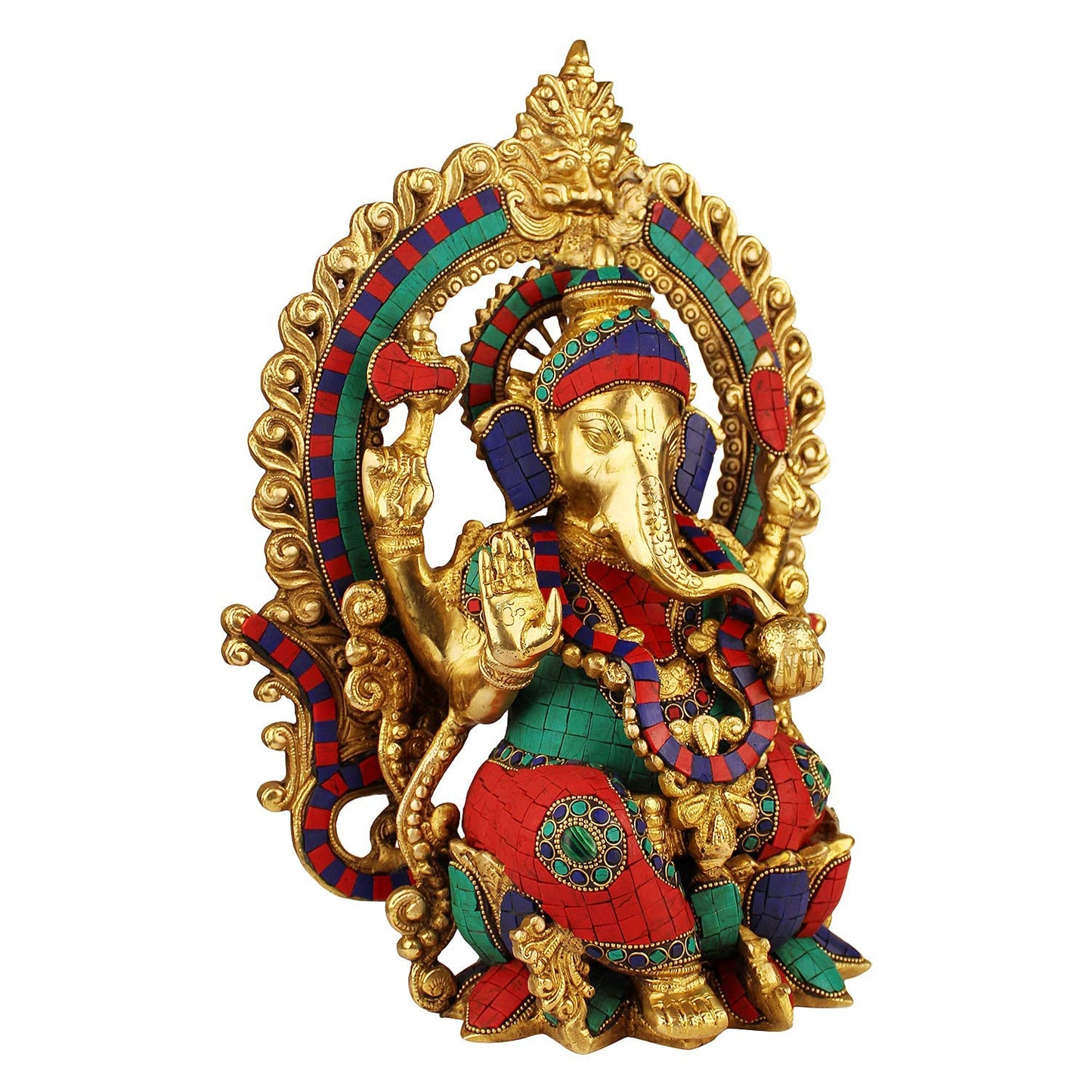 Brass Ganesha Idol for Home Decoration Ganpati Statue Murti for Gift Height 15 Inch Weight 9 Kg Color Multicolor - SvarupArt
