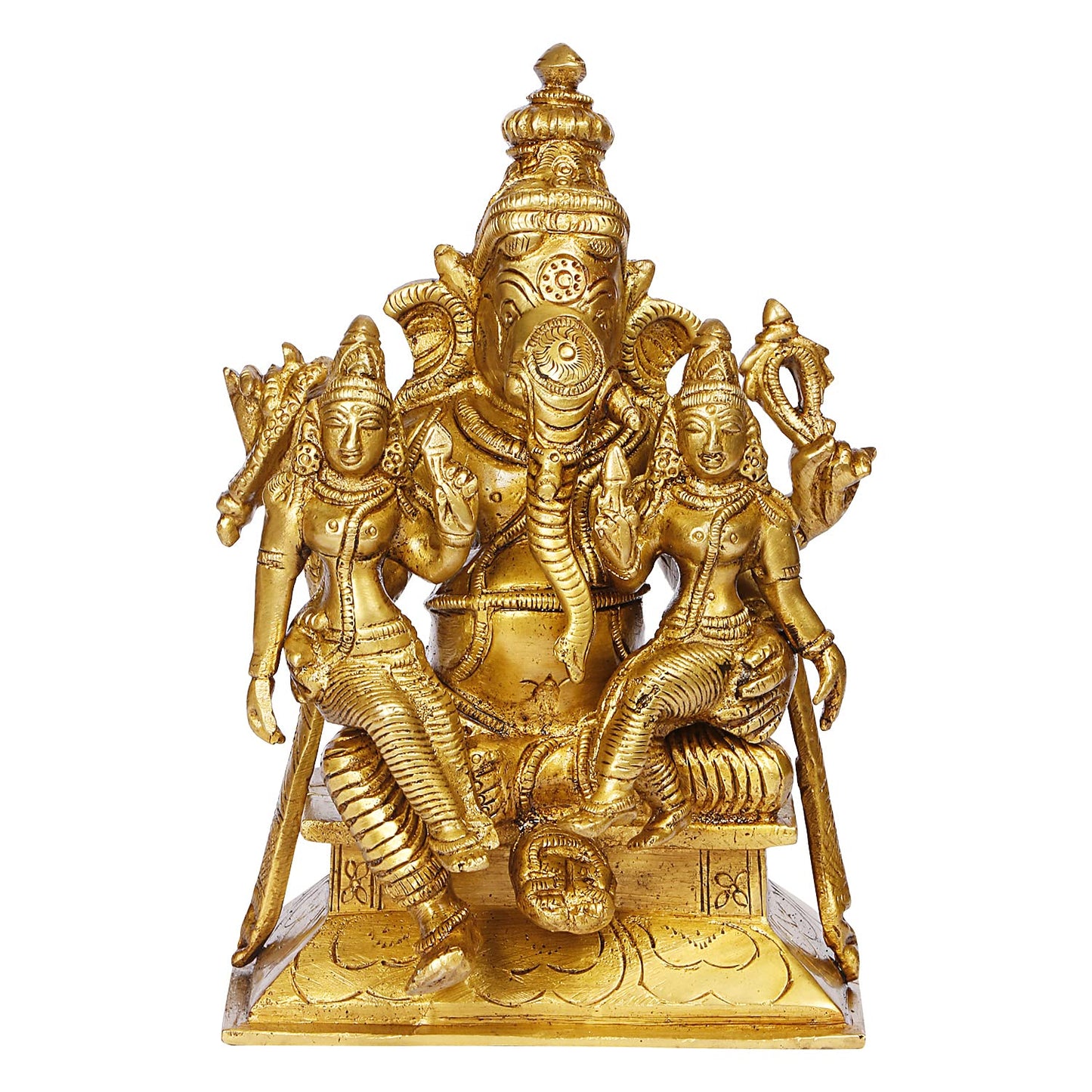 Brass Ganesha Idol for Home Decoration Ganpati Statue Murti for Gift Height 7 Inch Weight 2.7 Kg Color Gold - SvarupArt