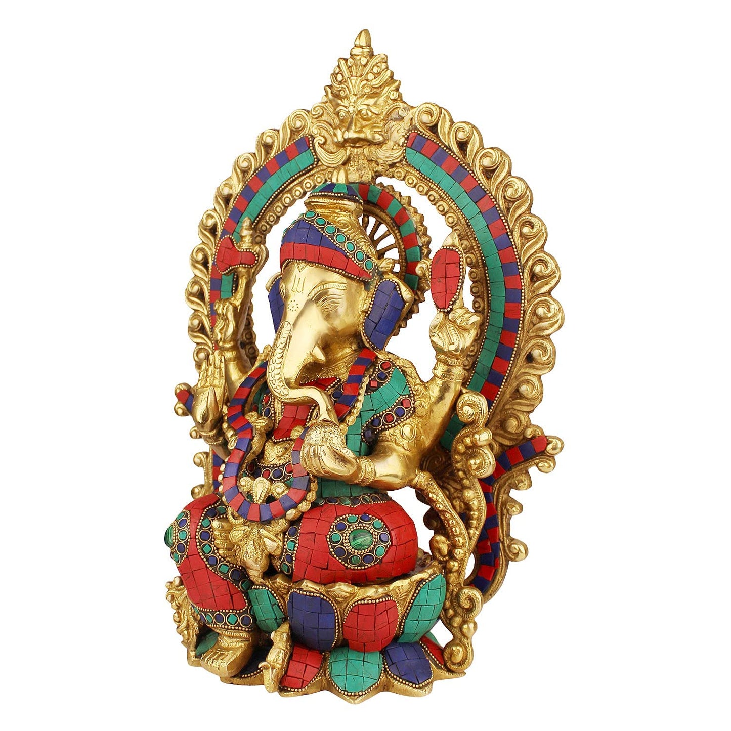 Brass Ganesha Idol for Home Decoration Ganpati Statue Murti for Gift Height 15 Inch Weight 9 Kg Color Multicolor - SvarupArt