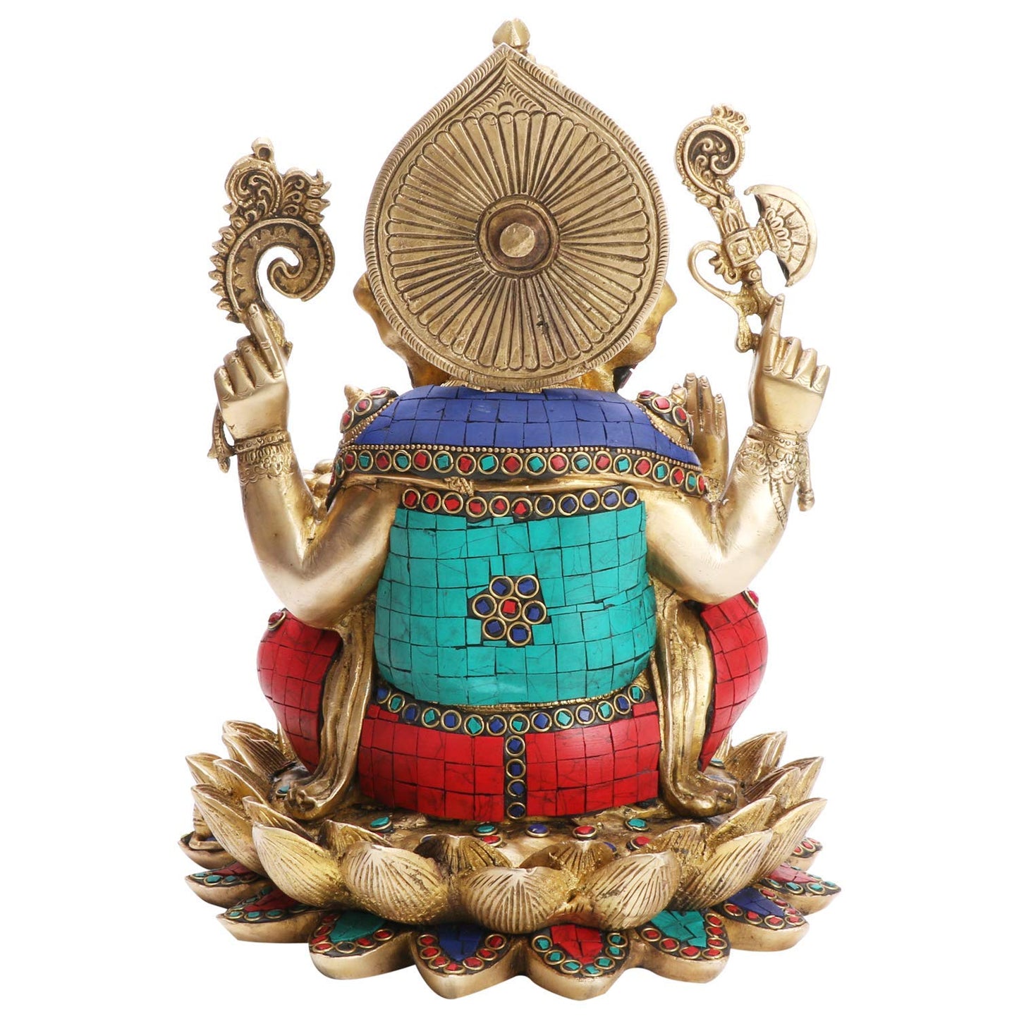 Brass Ganesha Idol for Home Decoration Ganpati Statue Murti for Gift Height 11 Inch Weight 7.8 Kg Color Multicolor - SvarupArt