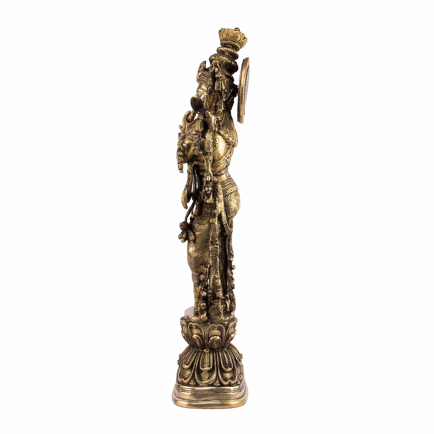Brass Radha Krishna Idol in Gold Color Height 29 Inch - SvarupArt