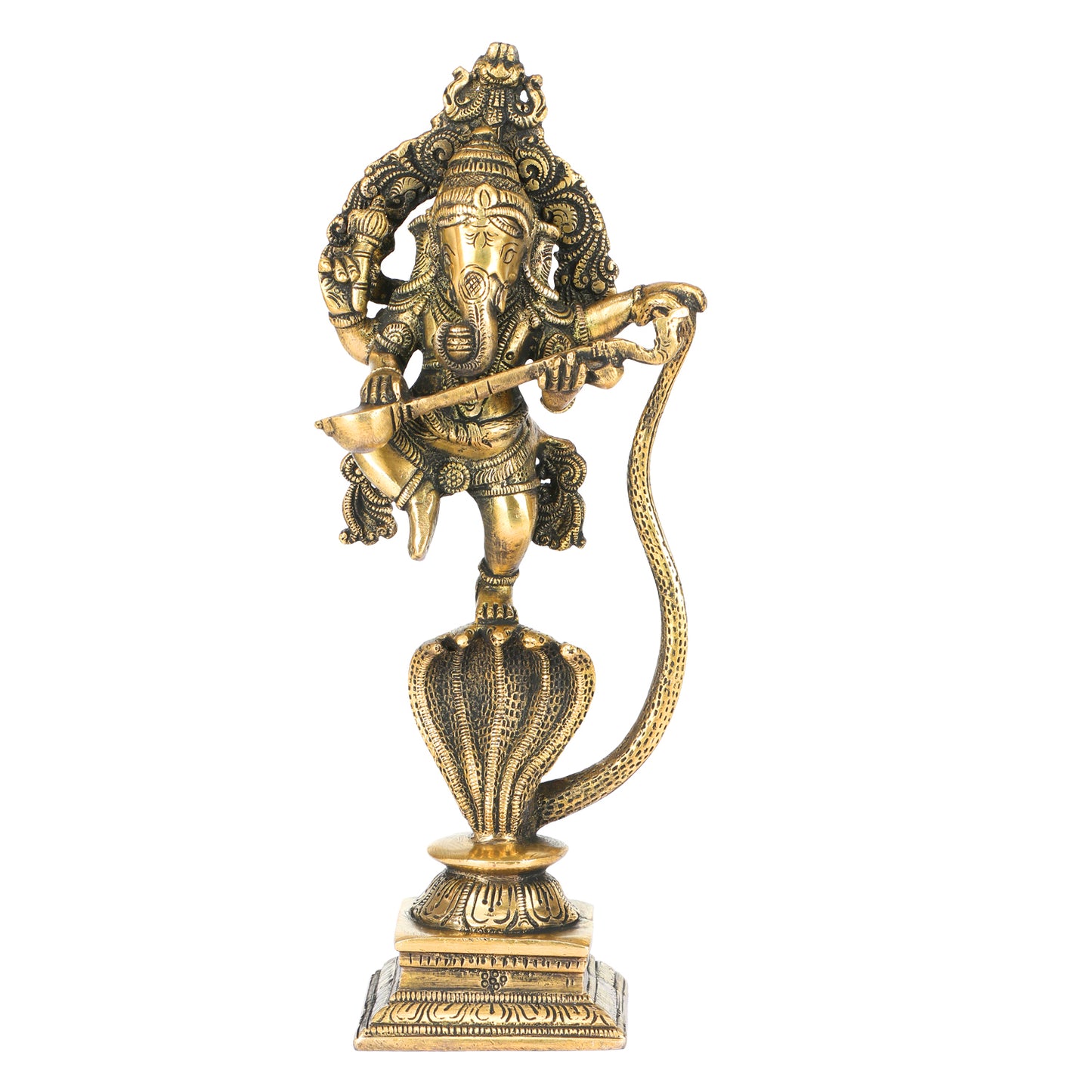 Brass Dancing Ganesha Idol In Gold Color Height 10 Inch Weight 1.4 Kg - SvarupArt