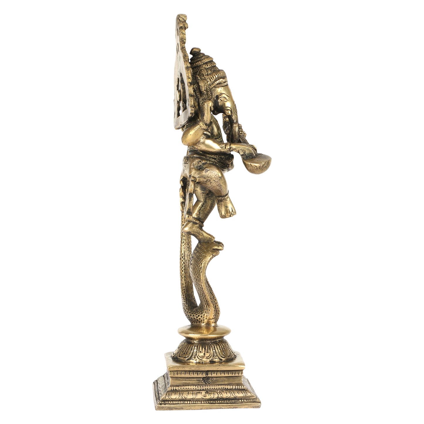 Brass Dancing Ganesha Idol In Gold Color Height 10 Inch Weight 1.4 Kg - SvarupArt