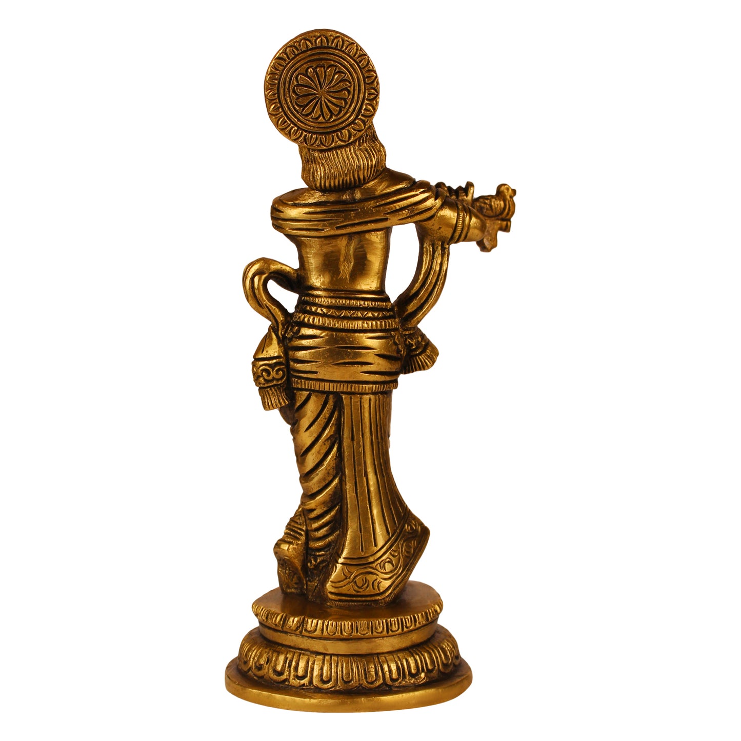 Brass Krishna Murti in Gold Color Height 8 Inch - SvarupArt