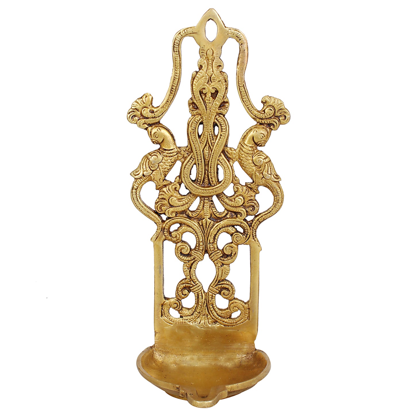 Traditional Peacock Design Brass Diya: Ideal for Puja Room, Can be Used as Wall Hanging or Tabletop Diya for Pooja - SvarupArt