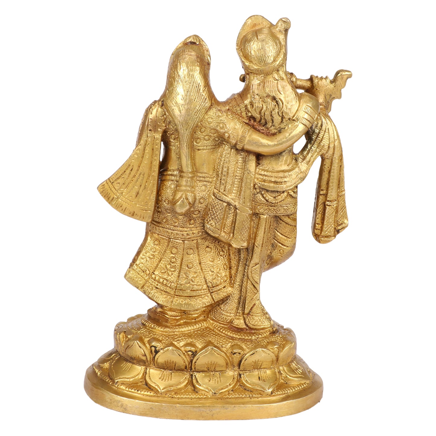 Brass Radha Krishna Murti in Gold Color Height 7 Inch - SvarupArt