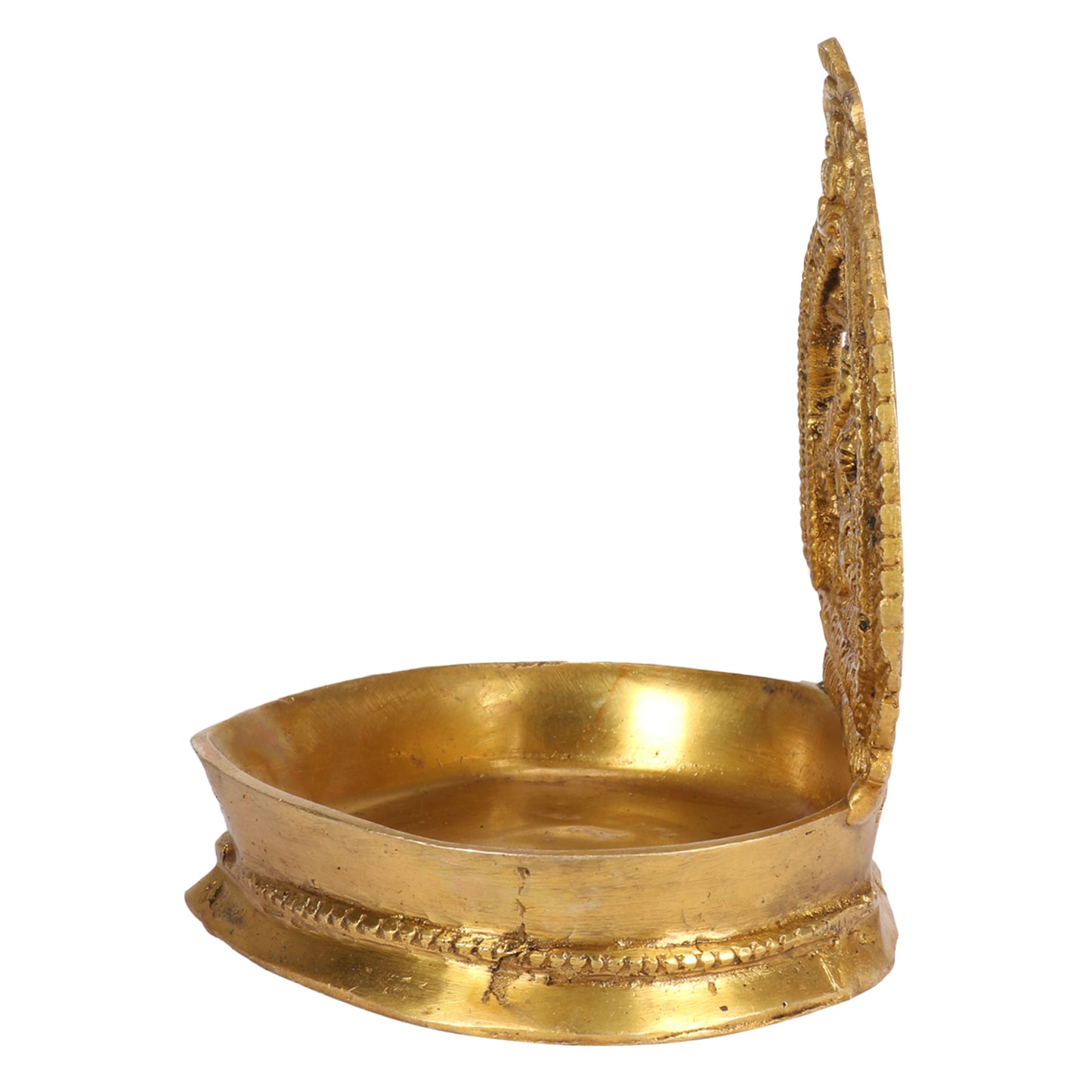 Brass Gajalakshmi Diya for Home Temple: Dimensions 6x5x4.5 inches, in Gold Color color - SvarupArt