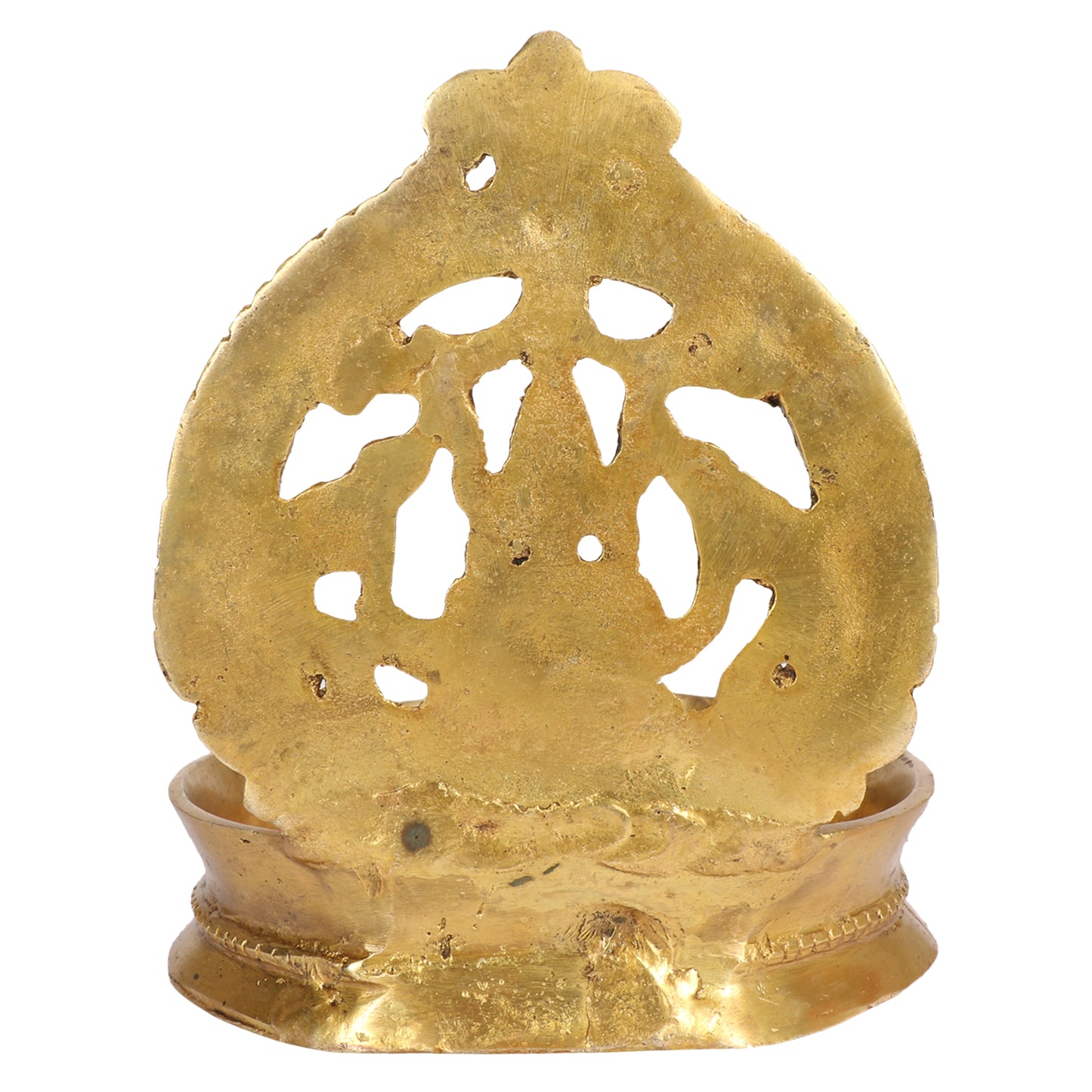 Brass Gajalakshmi Diya for Home Temple: Dimensions 6x5x4.5 inches, in Gold Color color - SvarupArt