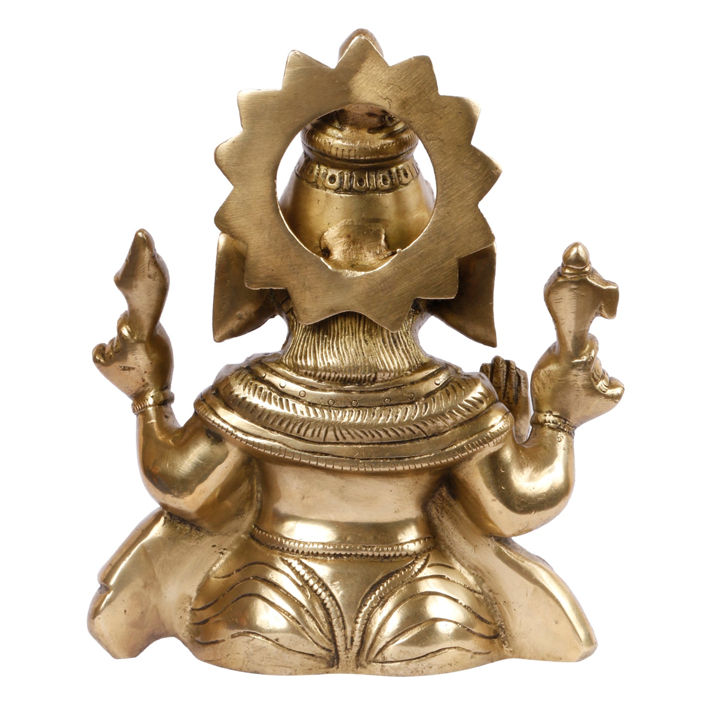 Brass Sitting Ganesha Idol In Gold Color Height 7.5 Inch Weight 1.6 Kg - SvarupArt