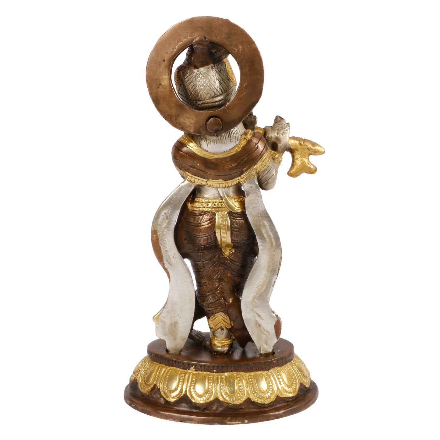 Brass Krishna Murti in Brown Color Height 8.5 Inch - SvarupArt