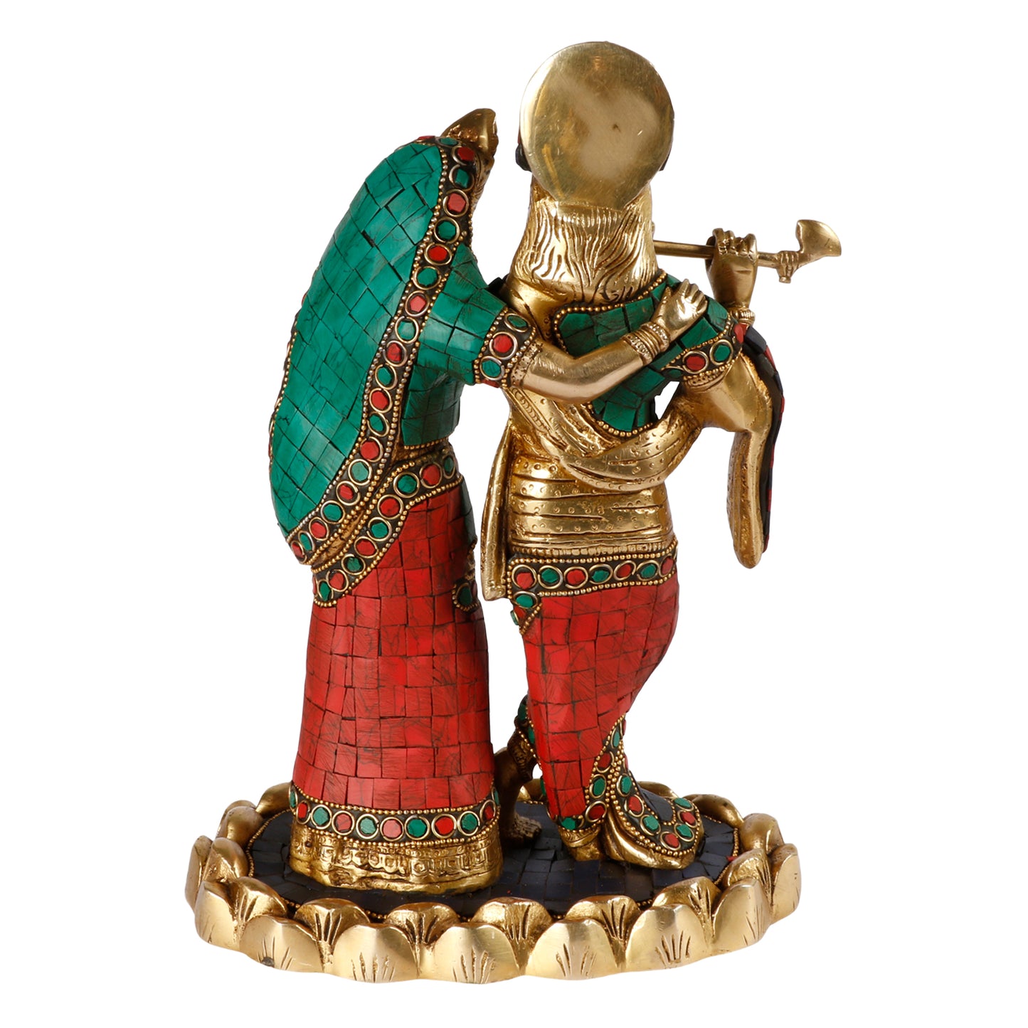 Brass Radh Krishna Idol in Multicolor Height 10 Inch - SvarupArt