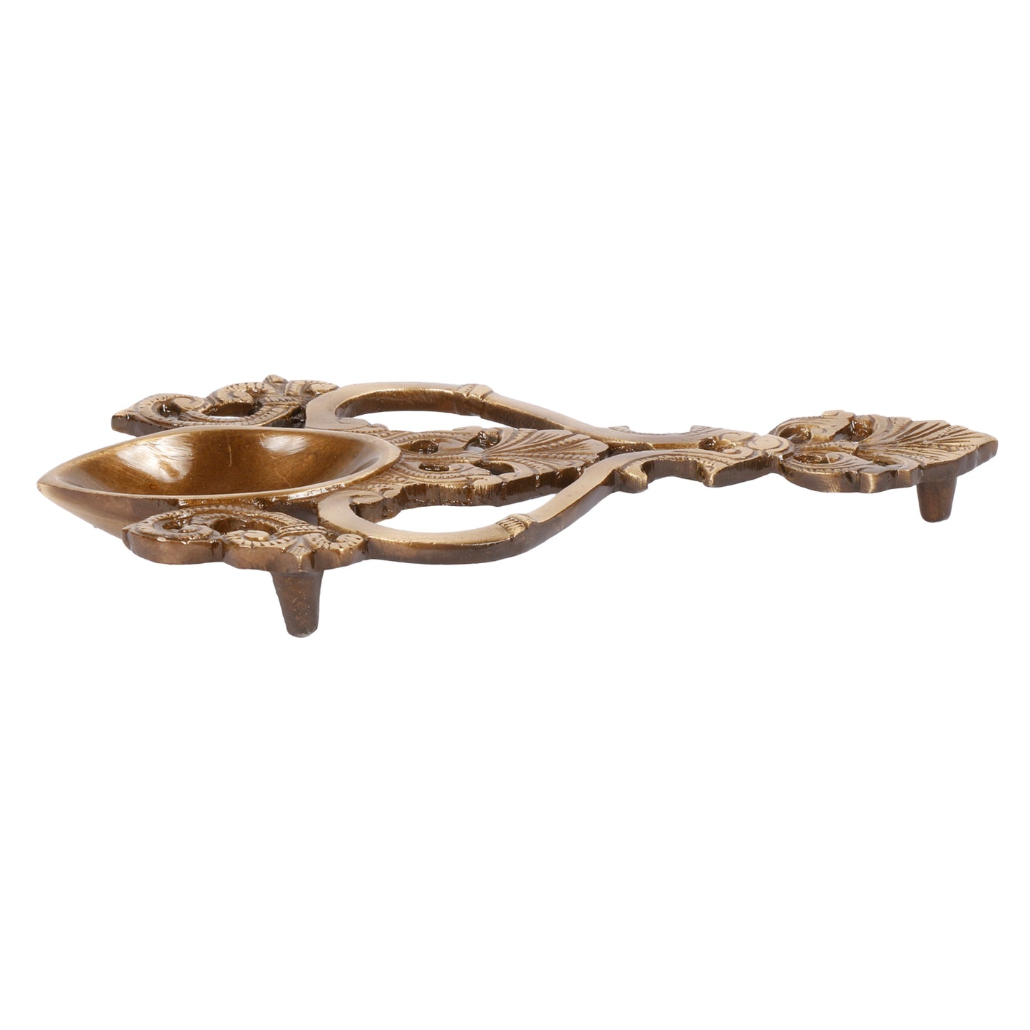 7.5 Inch Gold Color Brass Dhoop Diya: Incense Burner Stand. - SvarupArt