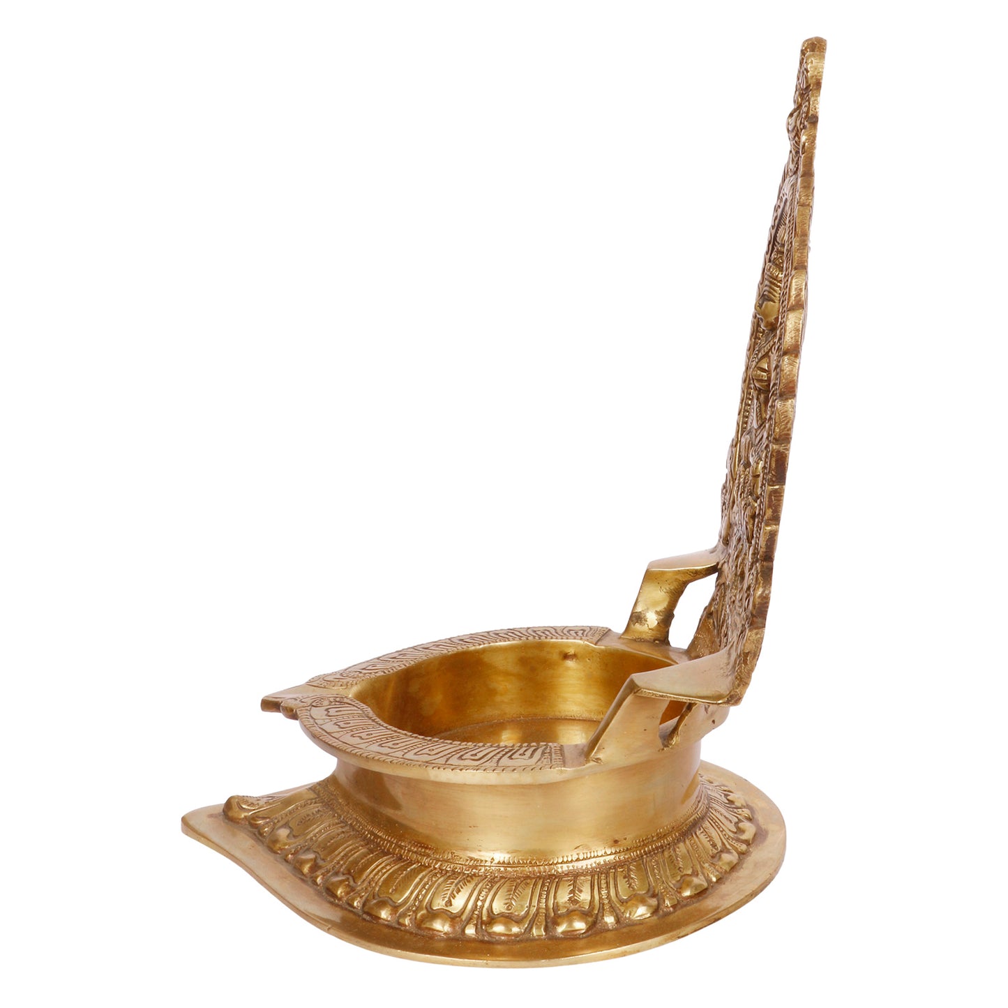 12 Inch Large Gold Color Brass Laxmi Diya with Big Container: Ideal for Home, Temple, Wedding Gifts & Pooja - SvarupArt