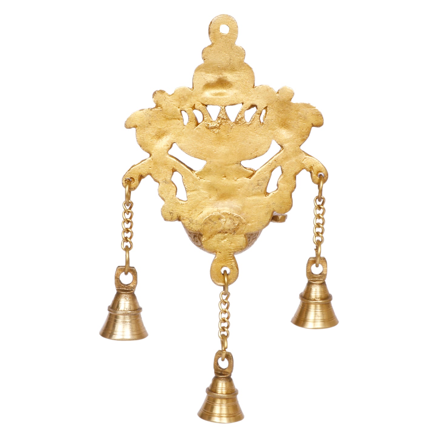 Brass Diya with Three Hanging Bells on Chain: Ideal for Designer Wall Diya, Home and Office Decor - SvarupArt