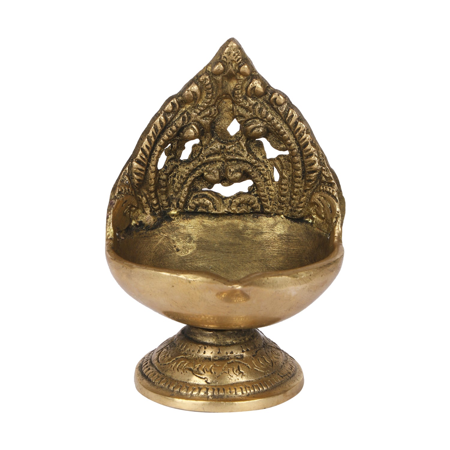 4 Inch Handmade Brass Oil Diya with Stand: Perfect for Diwali, Home Entrance Decor, and Pooja. Great as a Gift - SvarupArt