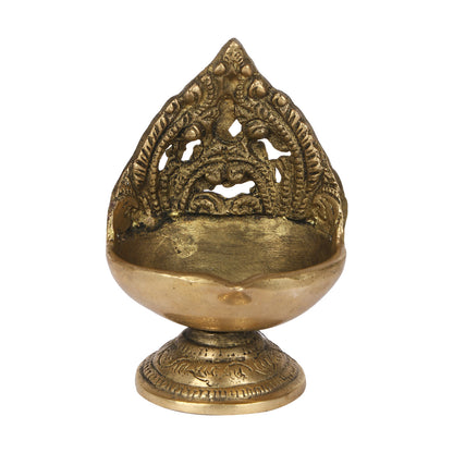 4 Inch Handmade Brass Oil Diya with Stand: Perfect for Diwali, Home Entrance Decor, and Pooja. Great as a Gift - SvarupArt
