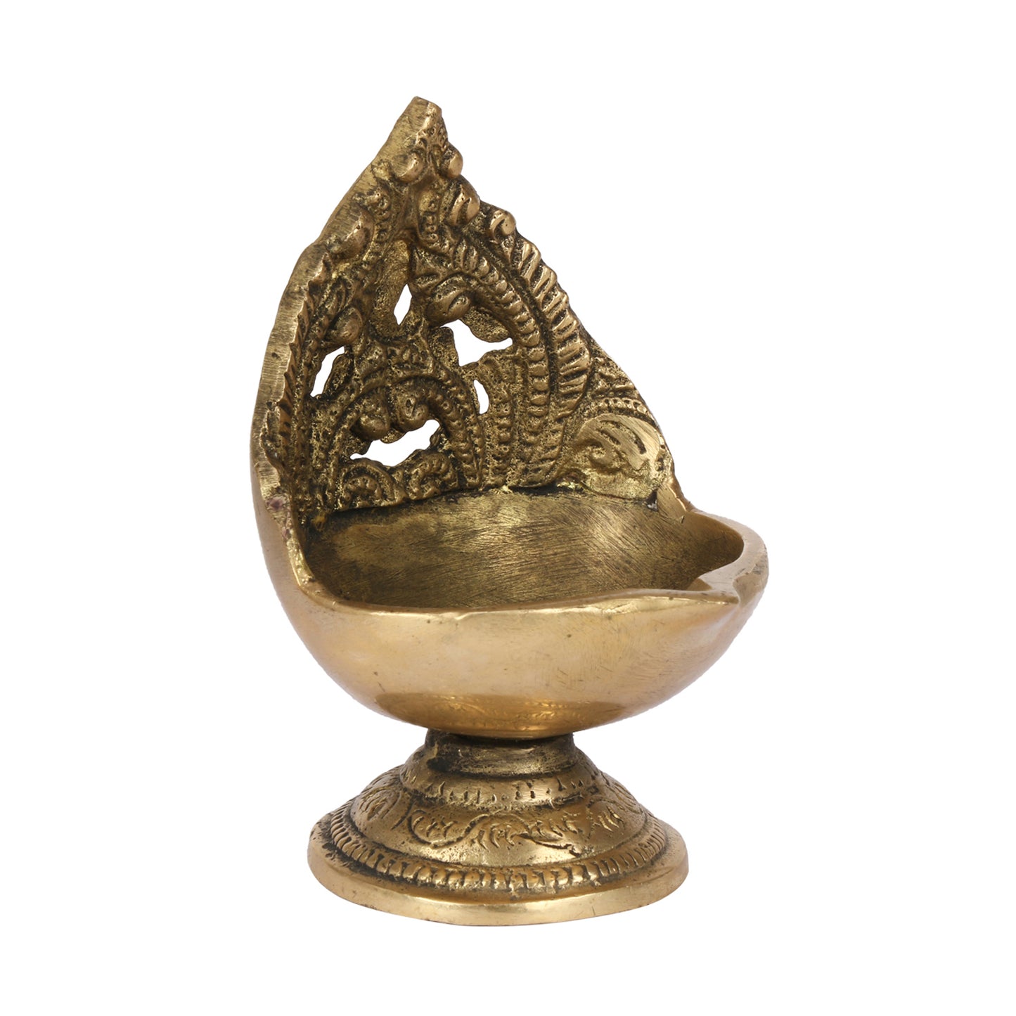 4 Inch Handmade Brass Oil Diya with Stand: Perfect for Diwali, Home Entrance Decor, and Pooja. Great as a Gift - SvarupArt
