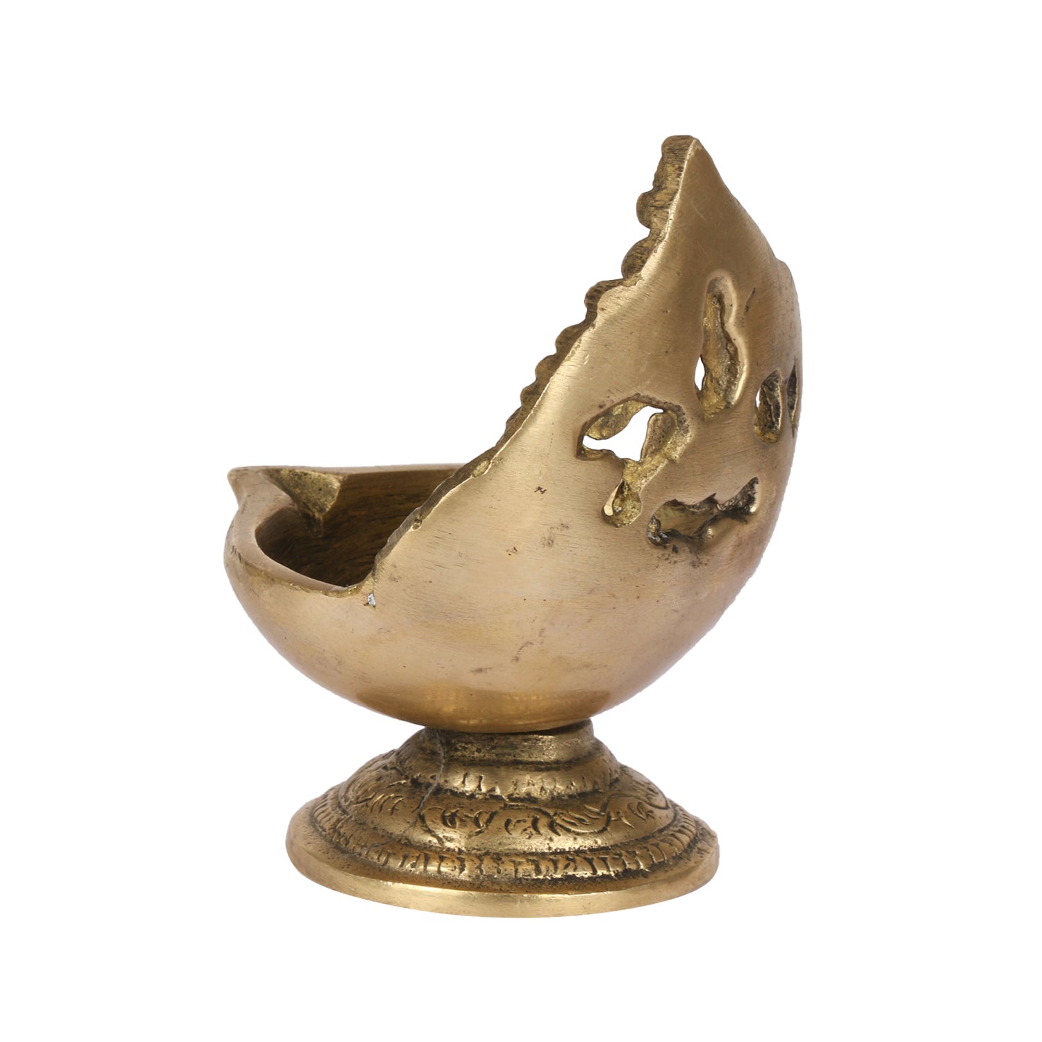 4 Inch Handmade Brass Oil Diya with Stand: Perfect for Diwali, Home Entrance Decor, and Pooja. Great as a Gift - SvarupArt