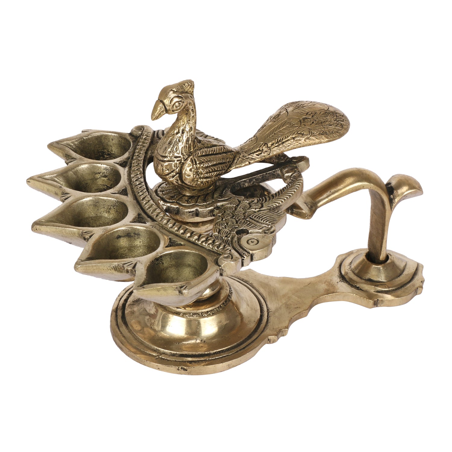 Brass Heavy Weight Pancharti Diya: Ideal for Pach Aarti, Jyoti Puja, Temple Pooja, Decor, and Gifts. - SvarupArt