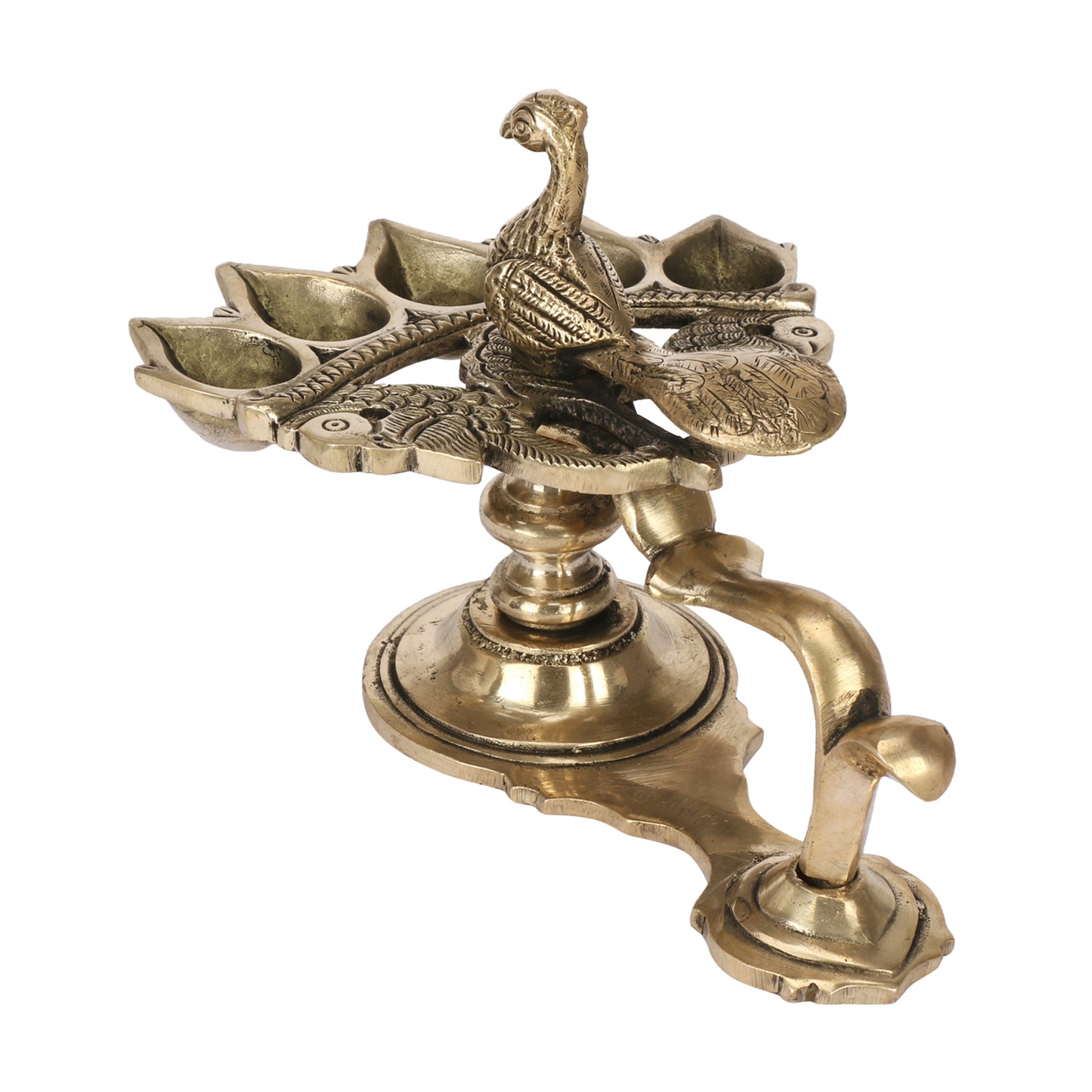Brass Heavy Weight Pancharti Diya: Ideal for Pach Aarti, Jyoti Puja, Temple Pooja, Decor, and Gifts. - SvarupArt
