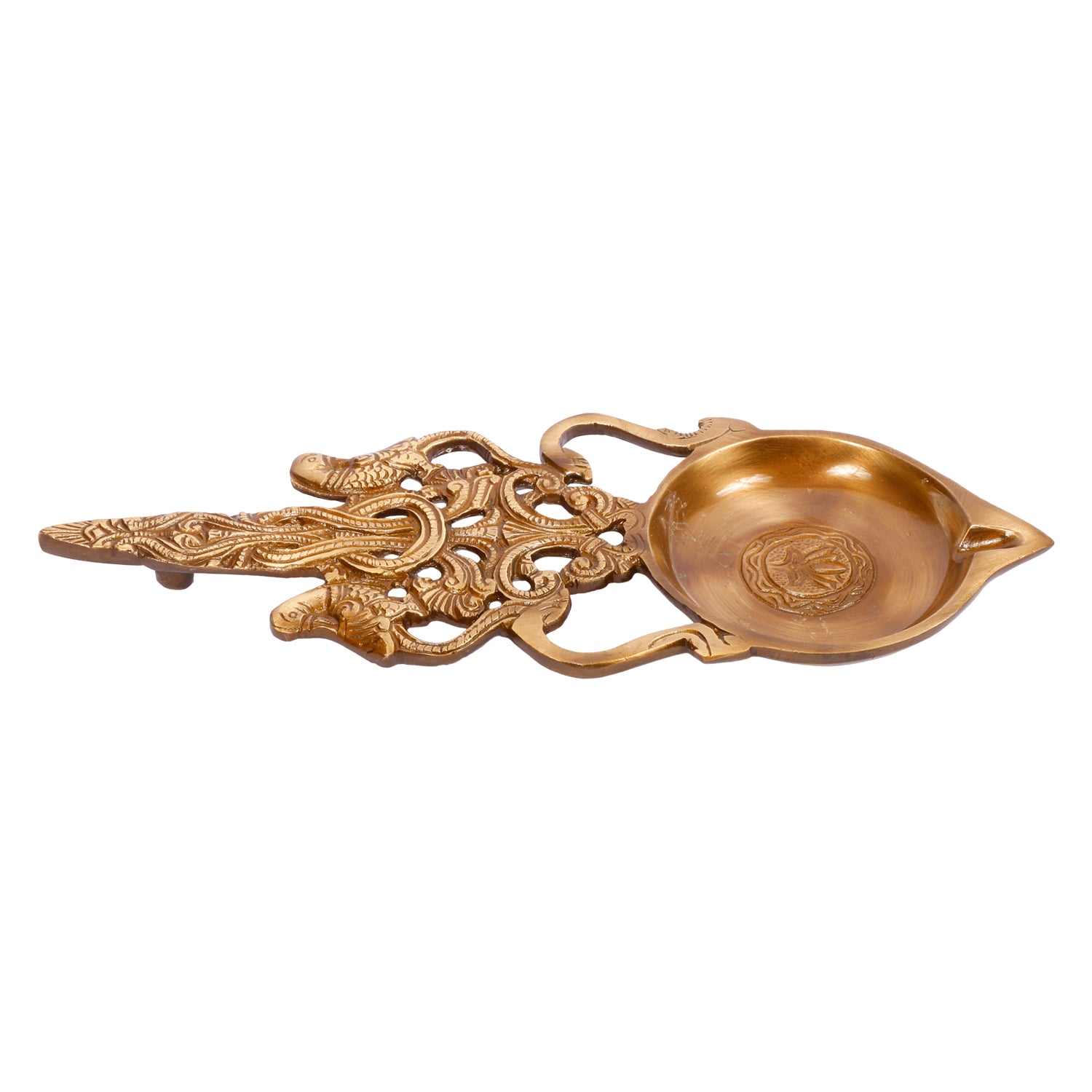 11 Inch Brass Dhoop Diya: Incense Burner, Oil Lamp, Tealight Holder for Diwali, Temple & Home - SvarupArt
