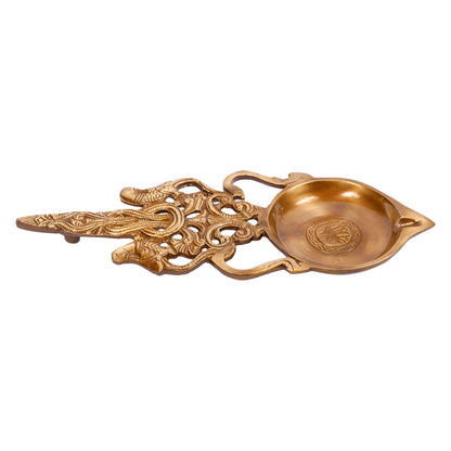 11 Inch Brass Dhoop Diya: Incense Burner, Oil Lamp, Tealight Holder for Diwali, Temple & Home - SvarupArt