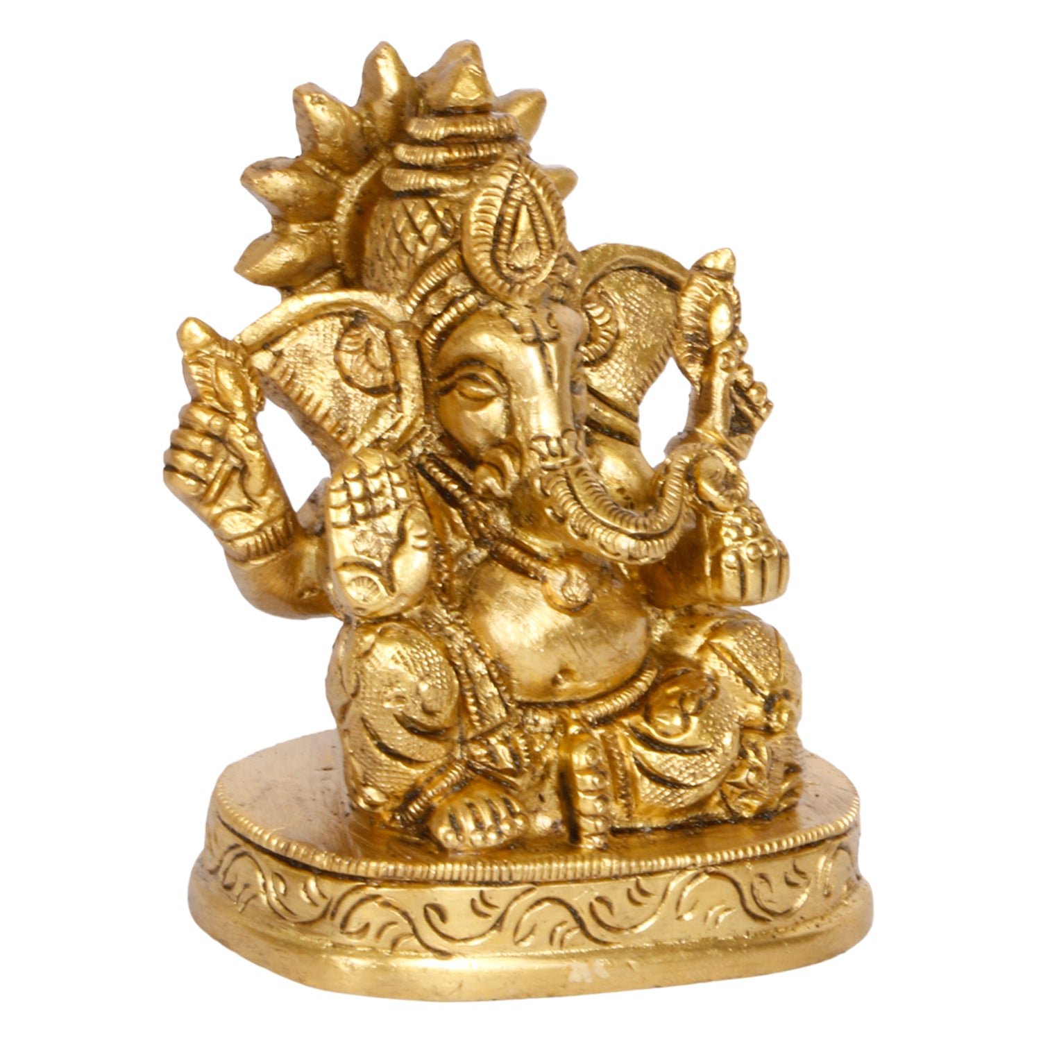 Brass Ganesh Bhagwan Idol Ganesha Statue Ganpati Murti for Home Entrance Decor Diwali Puja Gift Height 3 Inch. - SvarupArt