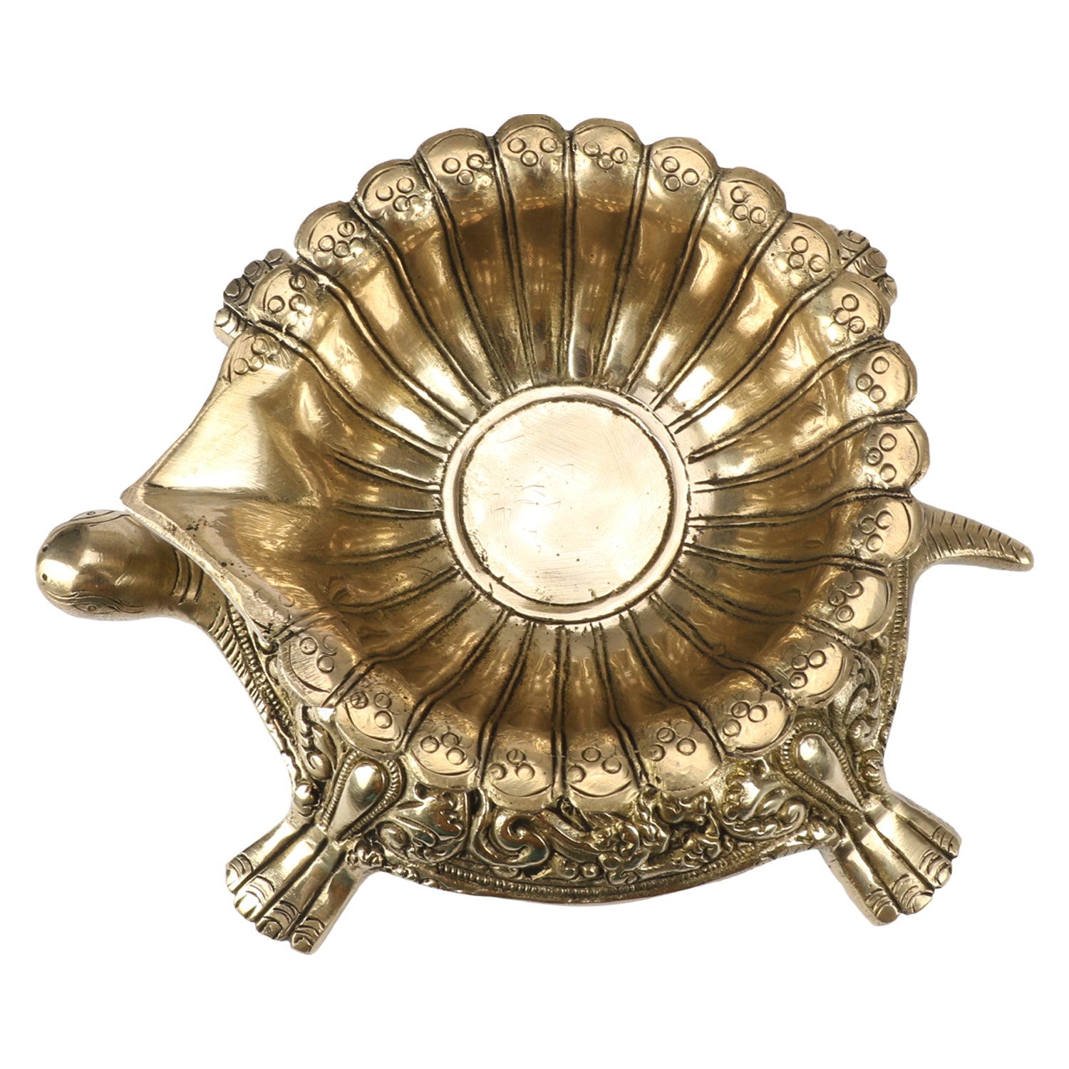 Brass Large Size Diya Deepak: Ideal for Puja Room, featuring a Tortoise (Kachua) Statue - SvarupArt