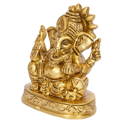 Brass Ganesh Bhagwan Idol Ganesha Statue Ganpati Murti for Home Entrance Decor Diwali Puja Gift Height 3 Inch. - SvarupArt