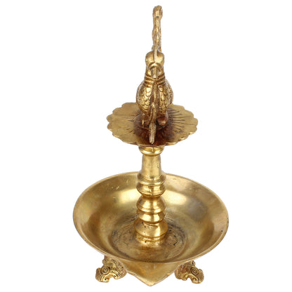 Brass Diya for Puja Room: Featuring a Peacock Theme, Hanging Designer Deepak Deepam, Ideal for Home Decor - SvarupArt