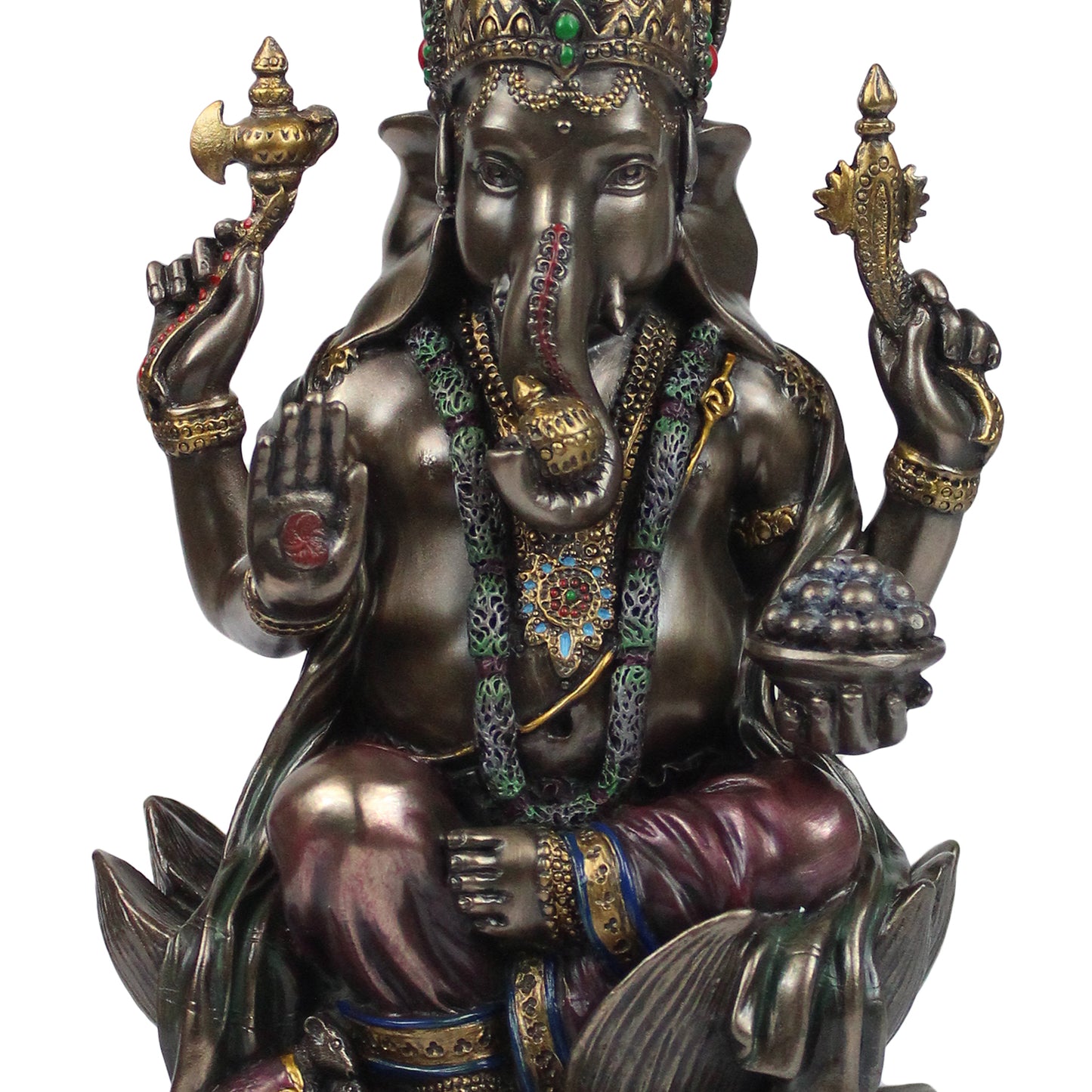 Resin Sitting Ganesha Idol Mangalkari Ganpati Murti In Multicolor Height 7.Inch - SvarupArt