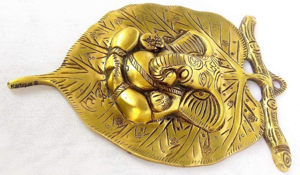 Brass Wall Hanging Ganesha Idol In Gold Color Height 4 Inch Weight 0.86 Kg - SvarupArt
