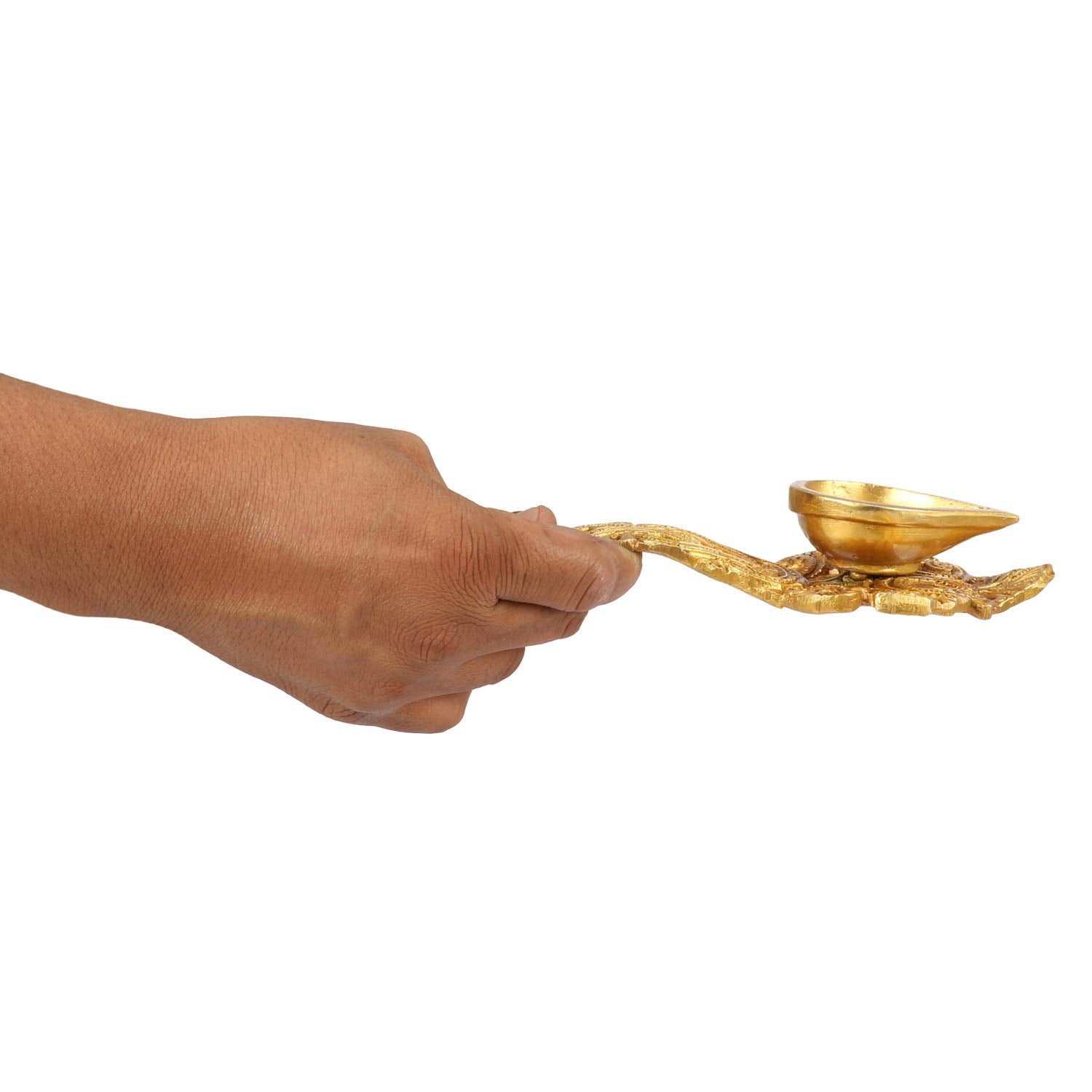 Brass Oil Diya Aarti Deepak Lamp with Long Handle: Perfect for Pooja - SvarupArt