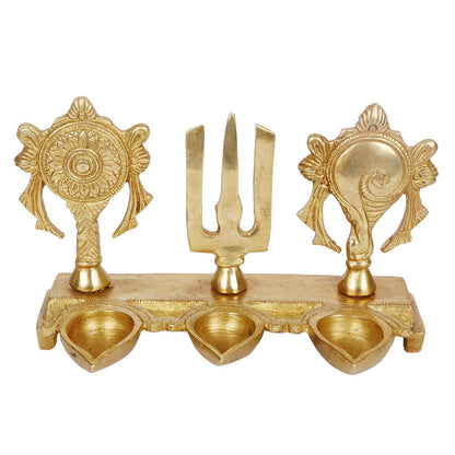 Brass Tirupati Balaji Shankh Chakra Namah Oil Lamp Diya Deepam: Ideal for Temple and Home Decoration - SvarupArt