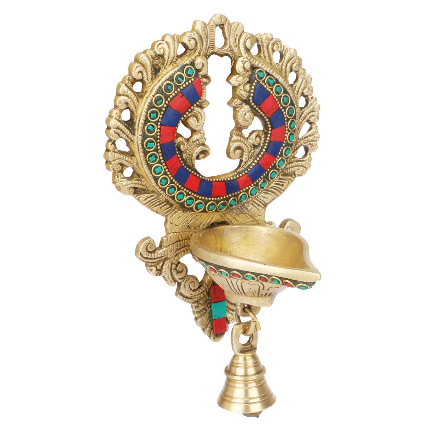 Brass Wall Hanging Diya with Bell: Perfect for Home, Office Decor, Deepak, Deepam, Showpiece, and Gifting - SvarupArt