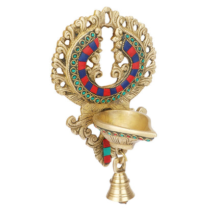 Brass Wall Hanging Diya with Bell: Perfect for Home, Office Decor, Deepak, Deepam, Showpiece, and Gifting - SvarupArt